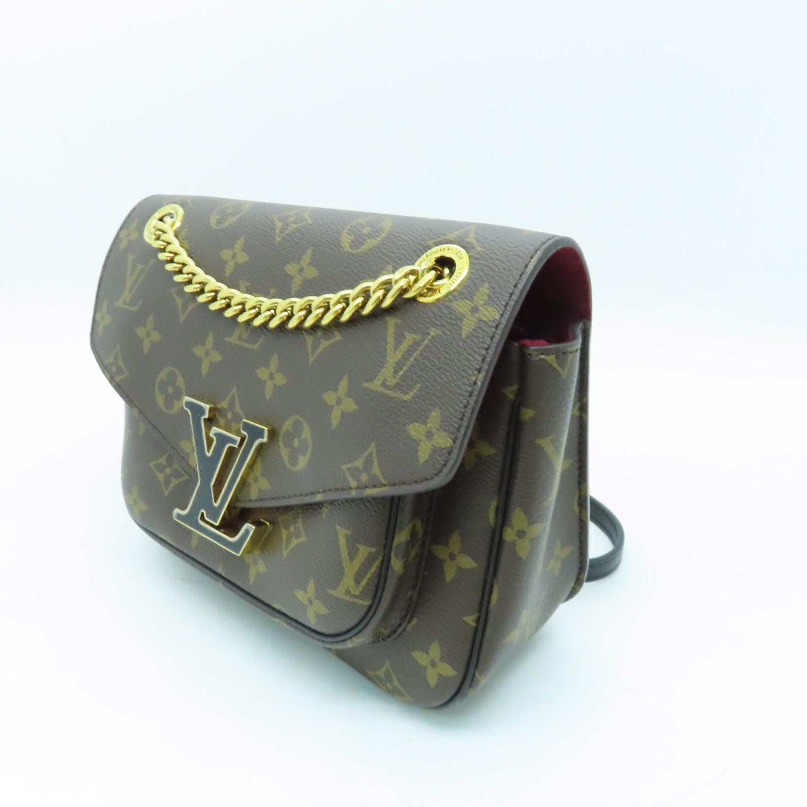 LOUIS VUITTON Monogram Passy金扣鏈帶肩背袋啡色