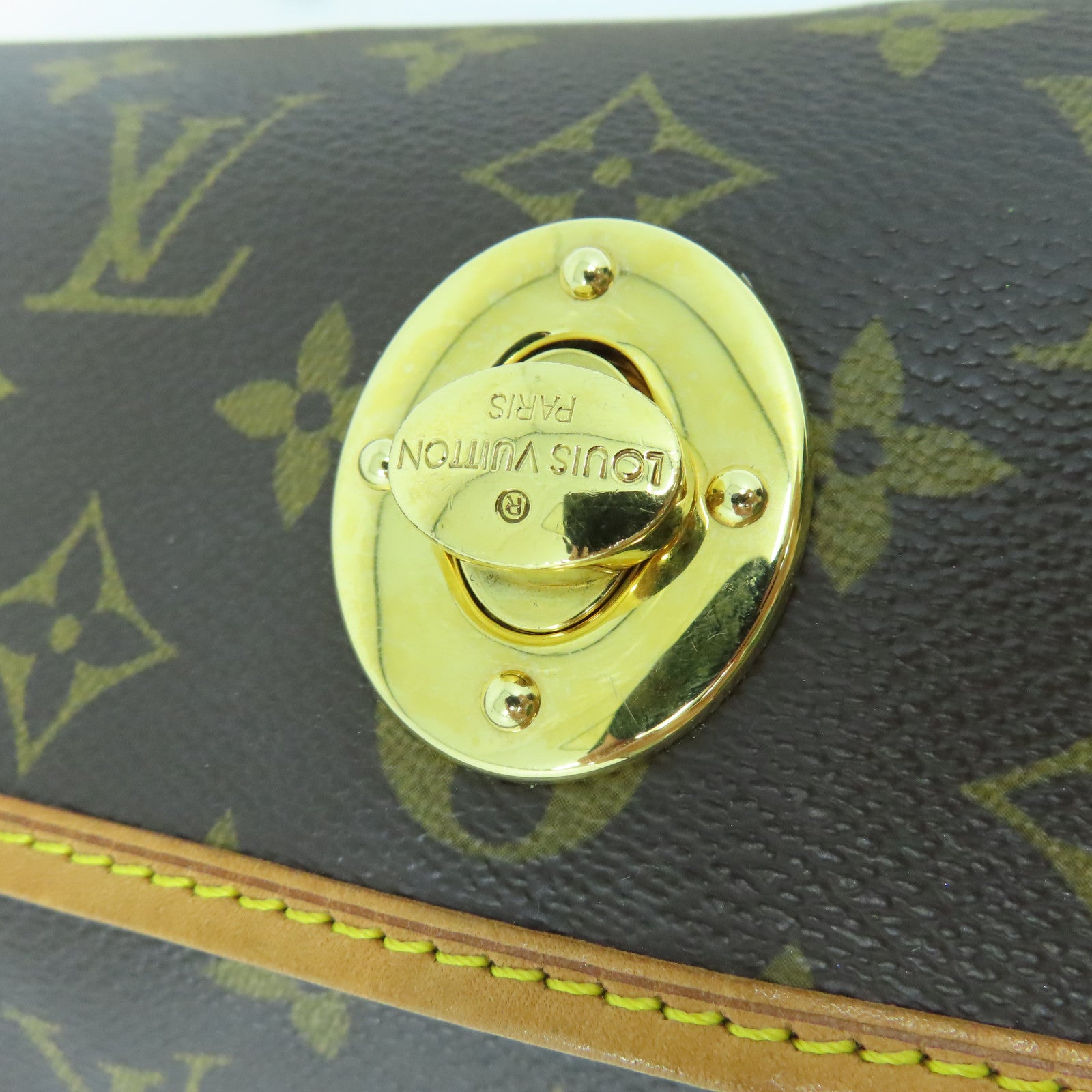 LOUIS VUITTON Monogram Tikal PM Gold Buckle Shoulder Bag Brown