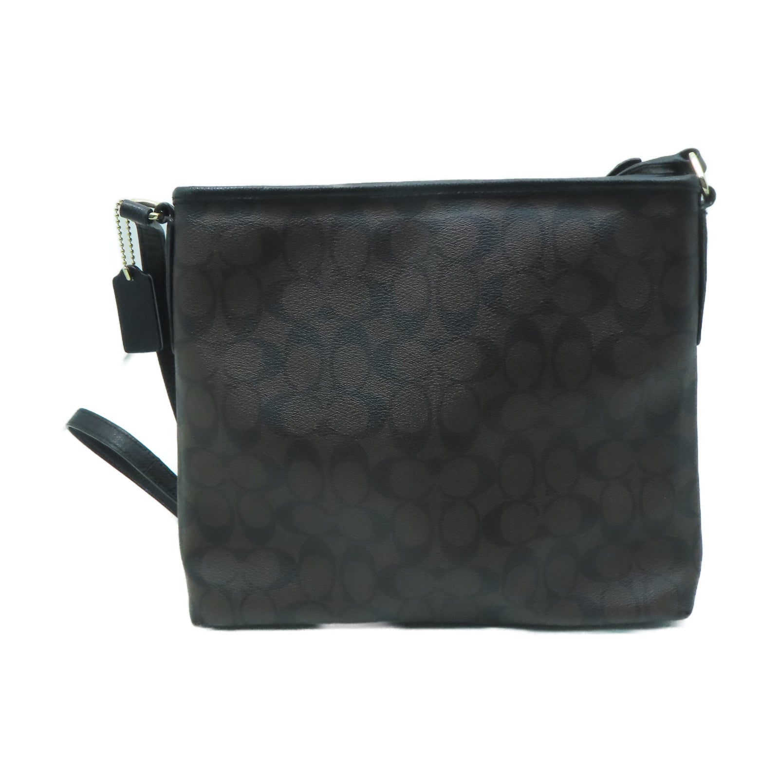 COACH 塗層帆布Signature File Shoulder Bag金扣肩背袋啡色
