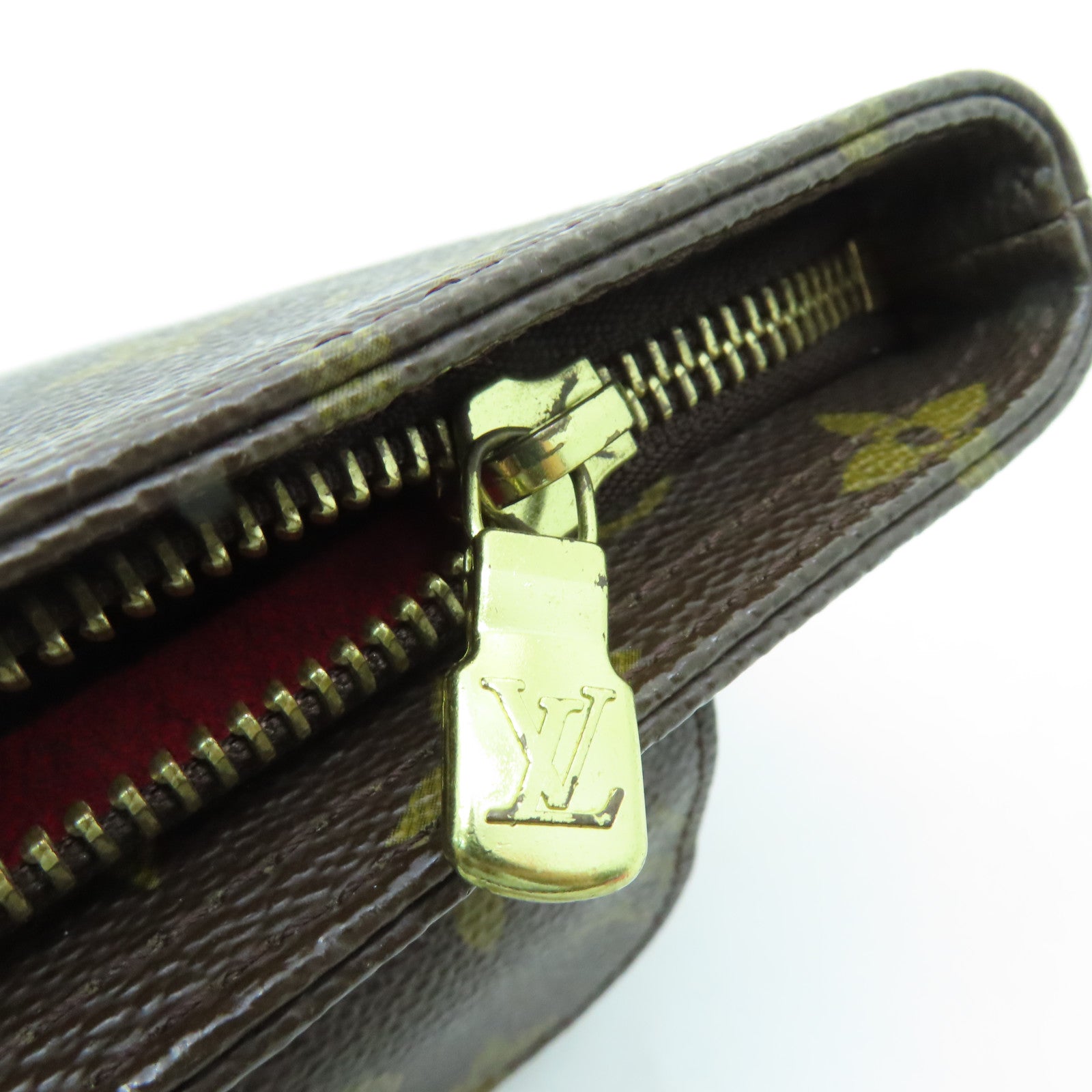 LOUIS VUITTON Monogram Partition Pouch金扣手提包棕色
