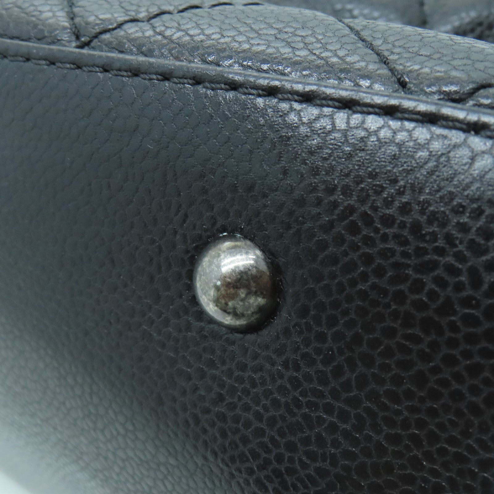 CHANEL 【激減優惠】菱格Caviar皮革Tote Bag銀扣手挽袋黑色
