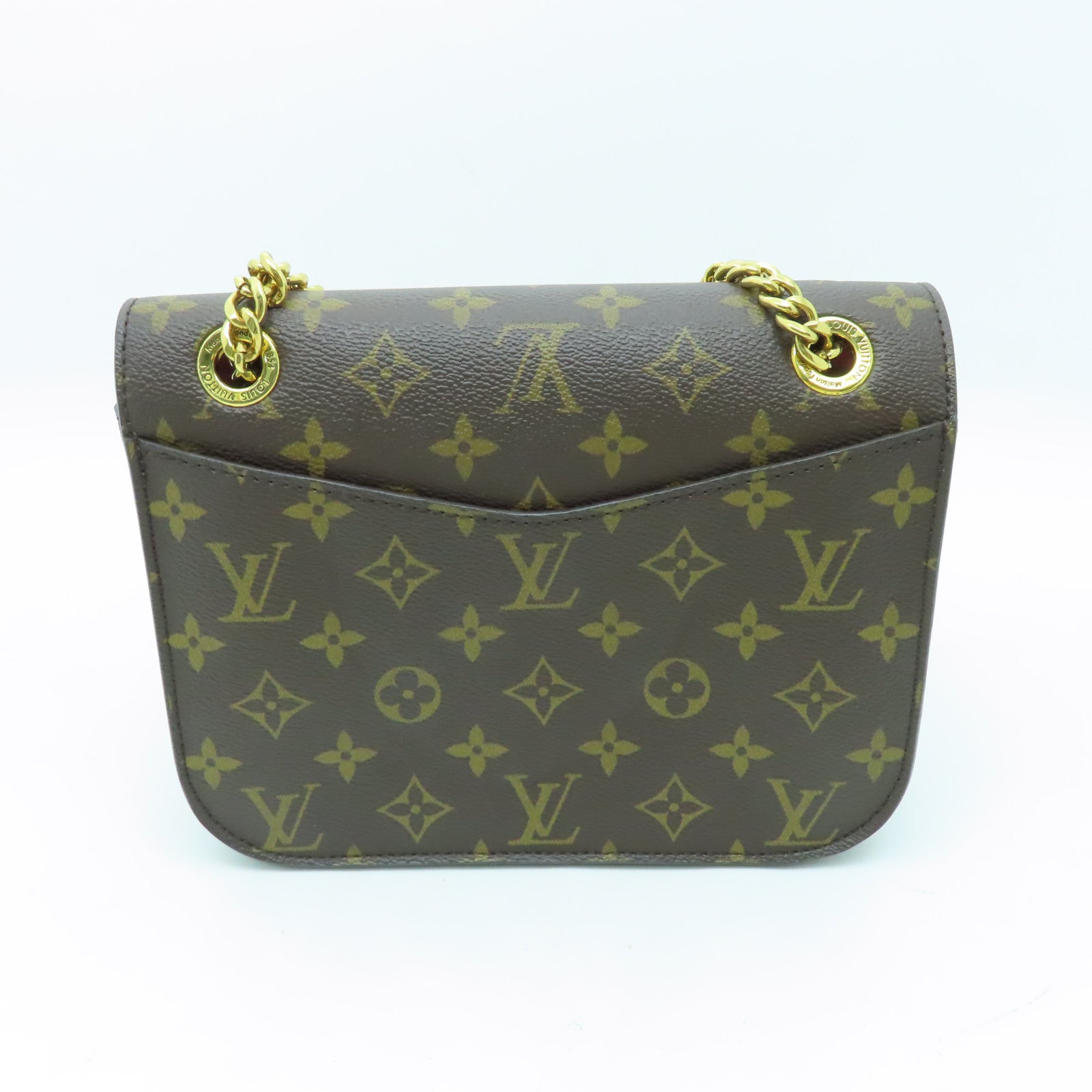 LOUIS VUITTON Monogram Passy金扣鏈帶肩背袋啡色