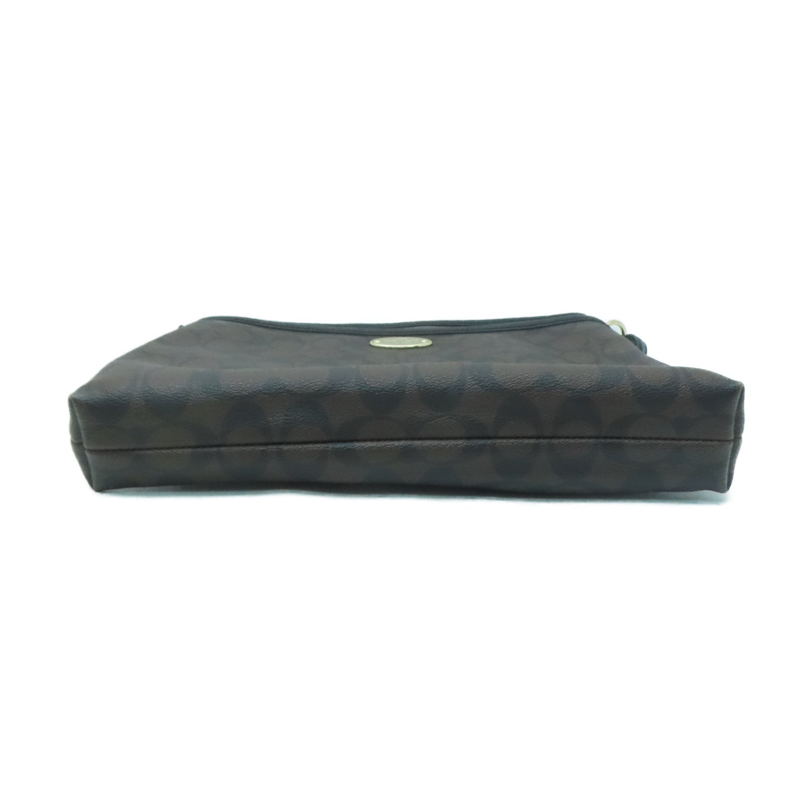 COACH 塗層帆布Signature File Shoulder Bag金扣肩背袋啡色