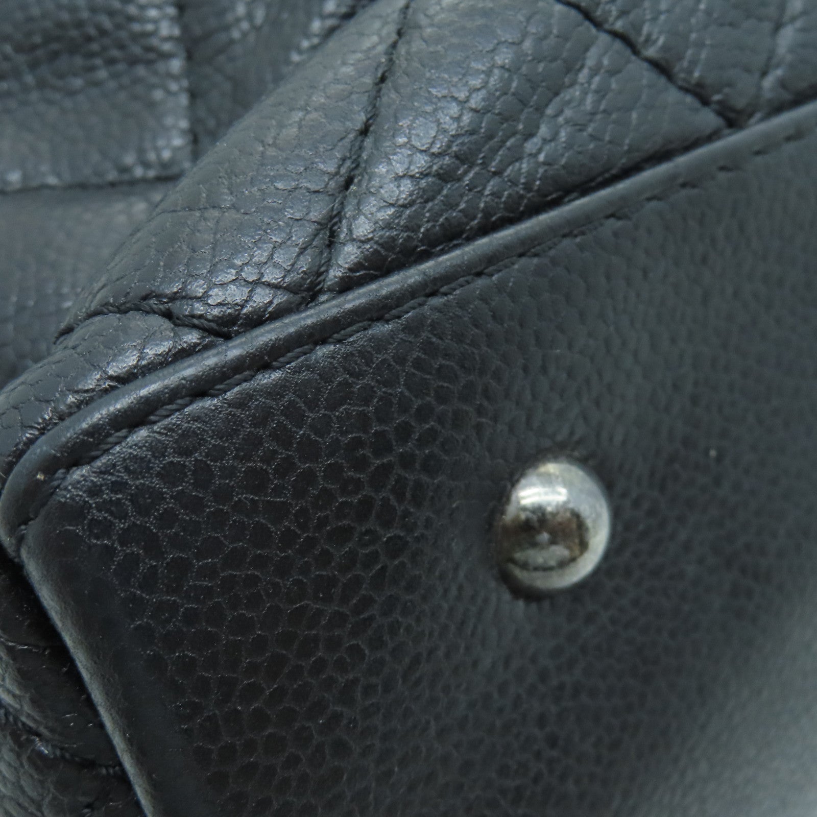 CHANEL 【激減優惠】菱格Caviar皮革Tote Bag銀扣手挽袋黑色