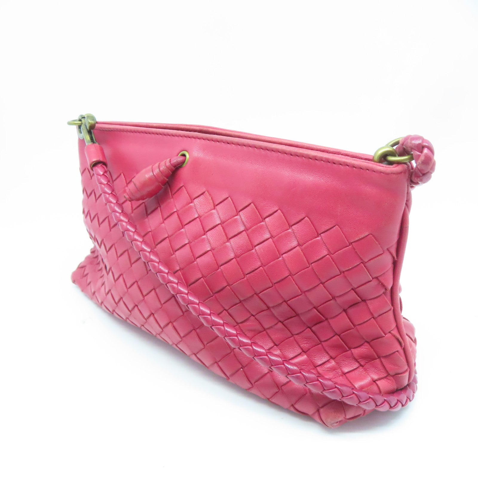 BOTTEGA VENETA 羊皮皮革Shoulder Bag金扣肩背袋紅色