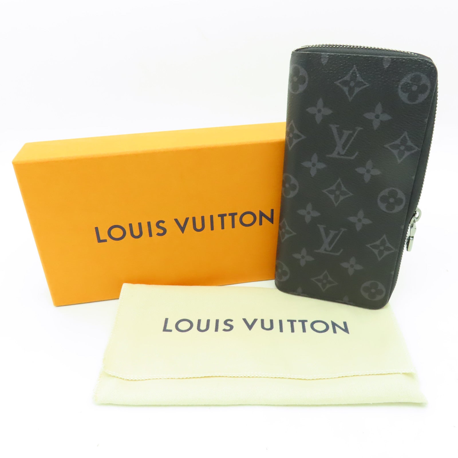 LOUIS VUITTON Monogram Eclipse Zipper Long Wallet銀扣長錢包黑色