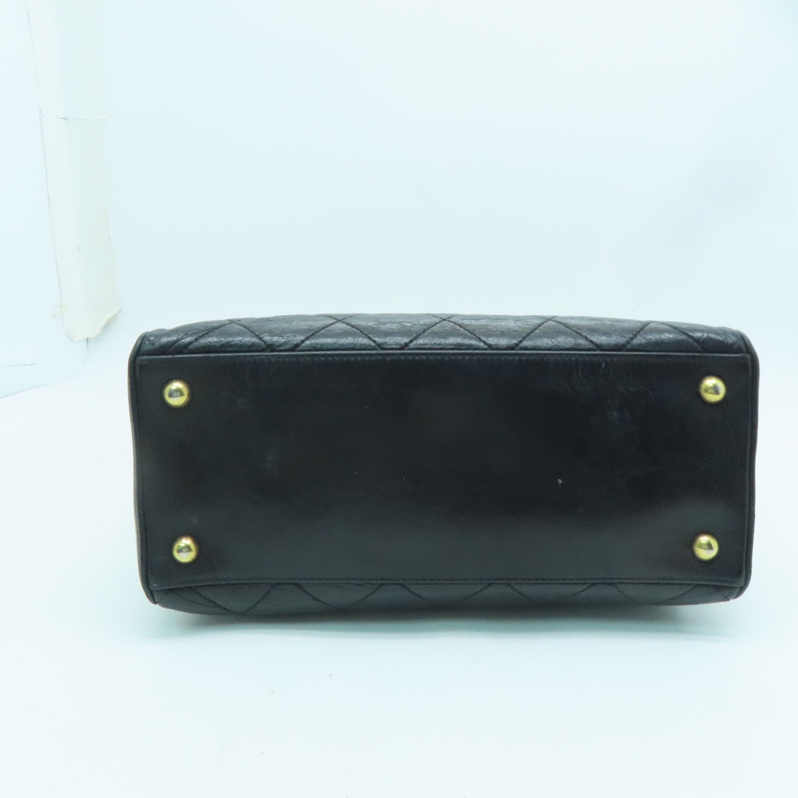 CHANEL 菱格牛皮皮革Chain Shoulder金扣鏈帶肩背袋黑色