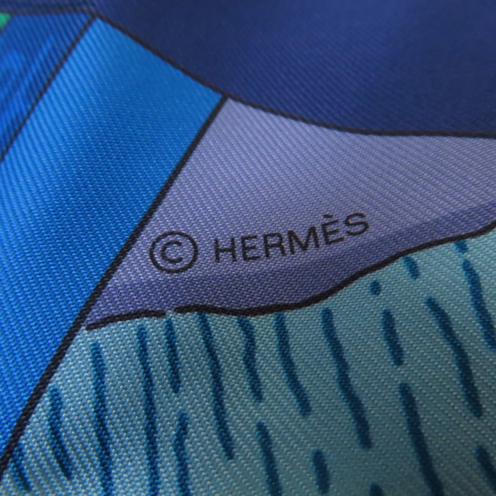HERMES 絲質Maxi Twilly絲巾藍色
