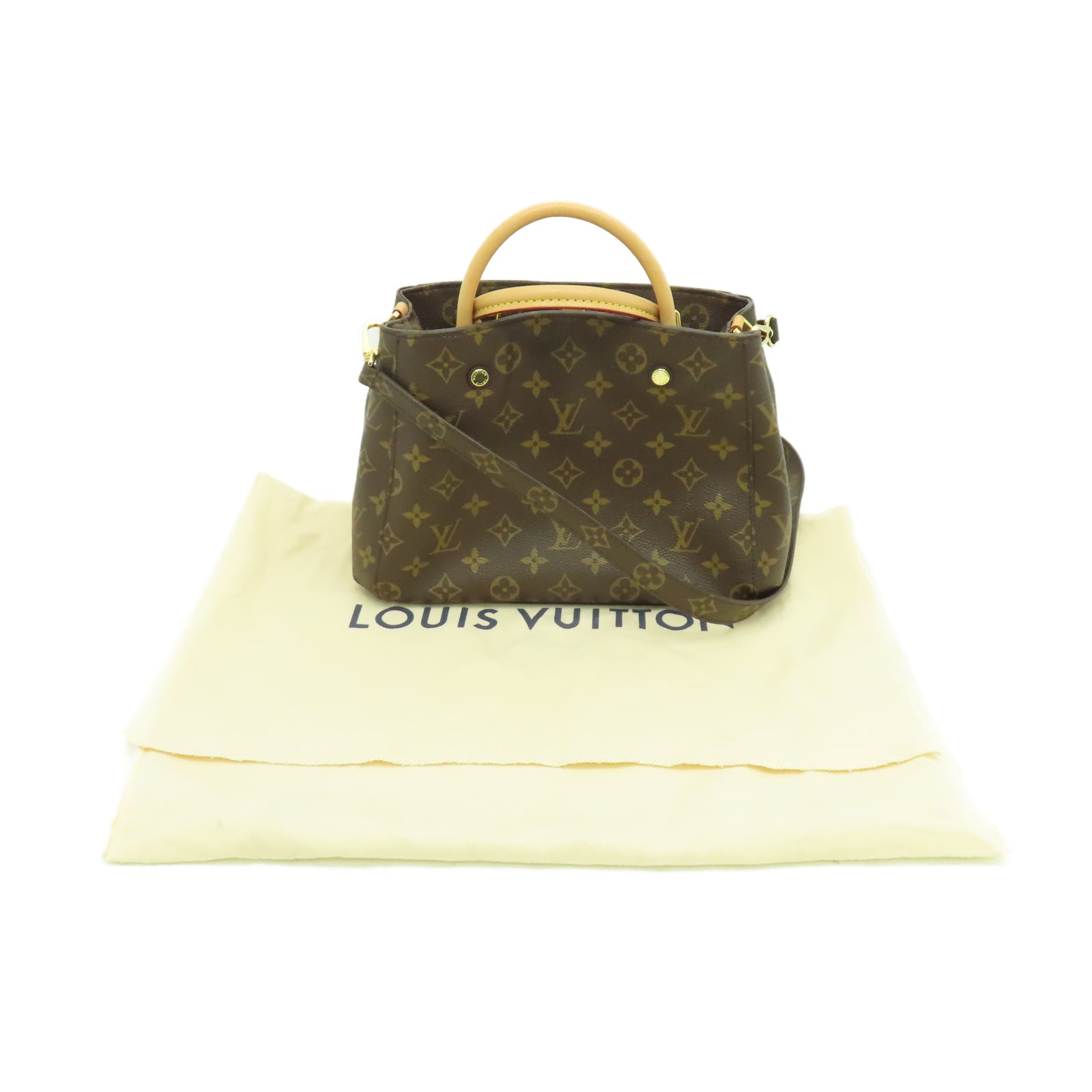 LOUIS VUITTON Monogram Montaigne BB金扣手挽袋棕色