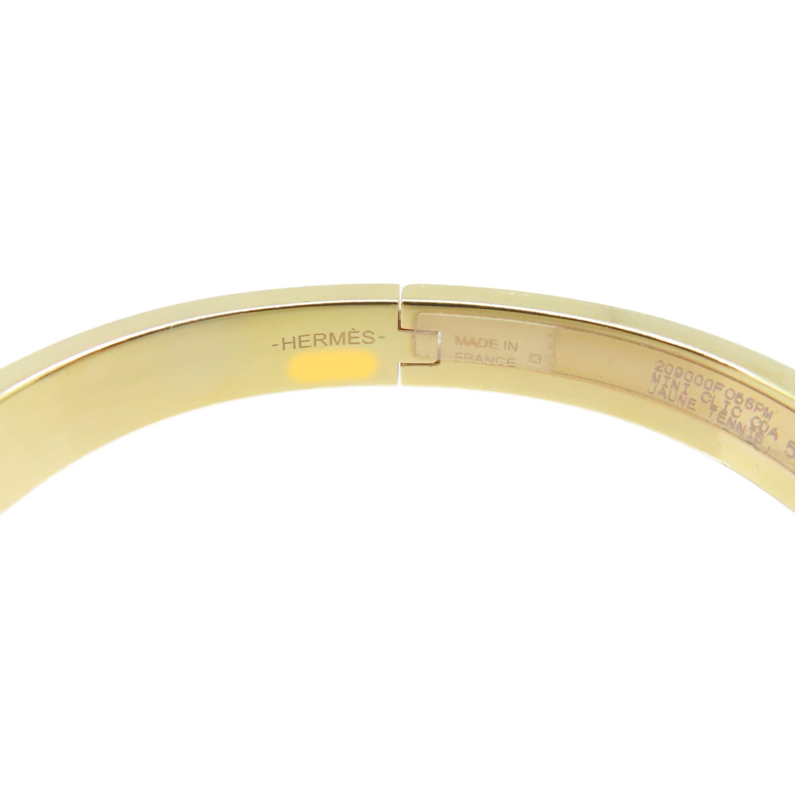 HERMES 金屬/琺瑯Mini Clic Chaine d'Ancre Bracelet金扣手鐲檸檬黃色/金色