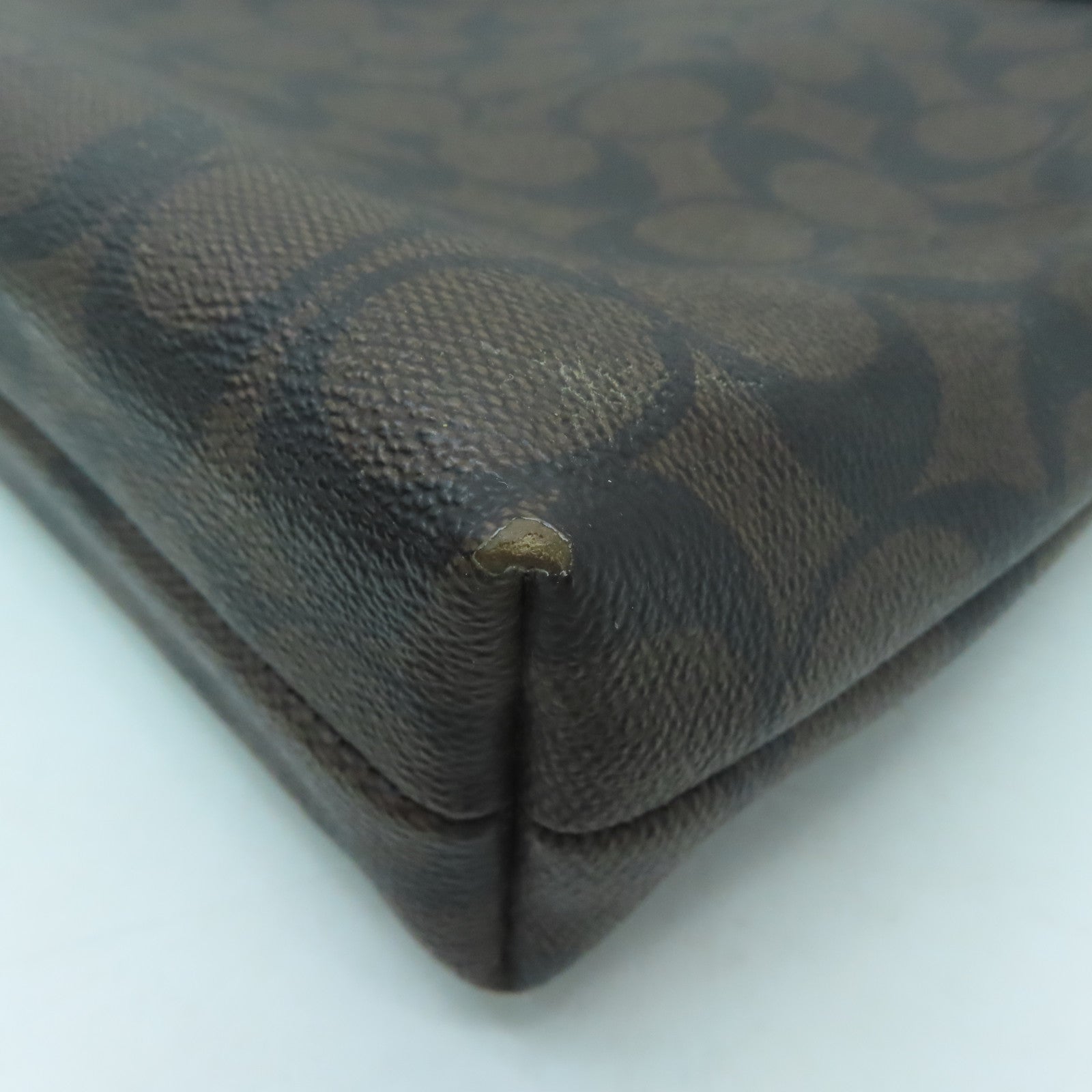 COACH 塗層帆布Signature File Shoulder Bag金扣肩背袋啡色