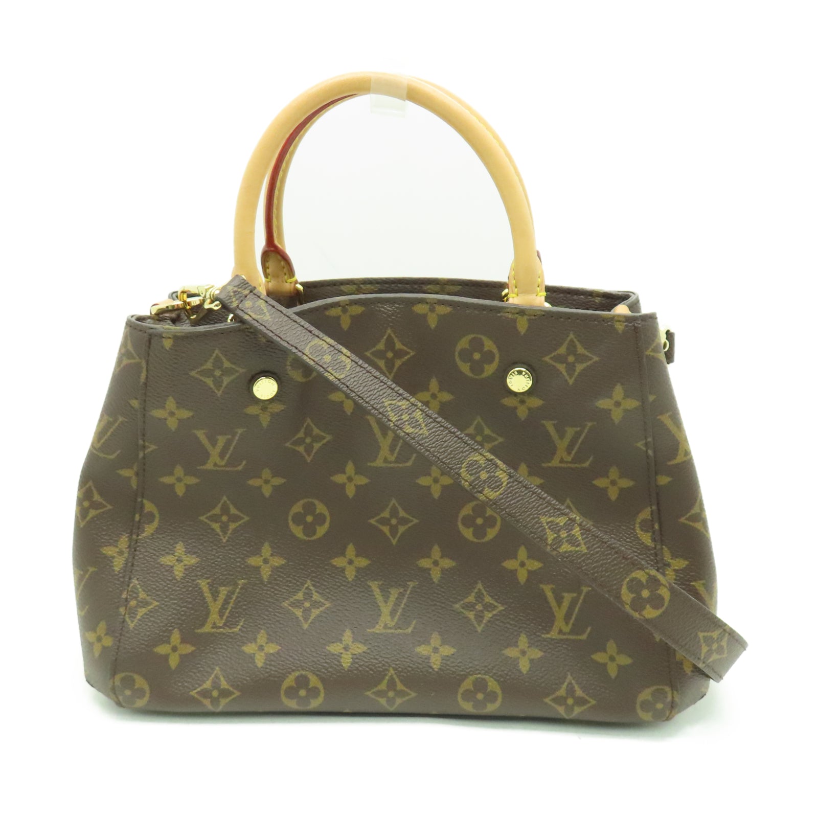 LOUIS VUITTON Monogram Montaigne BB金扣手挽袋棕色