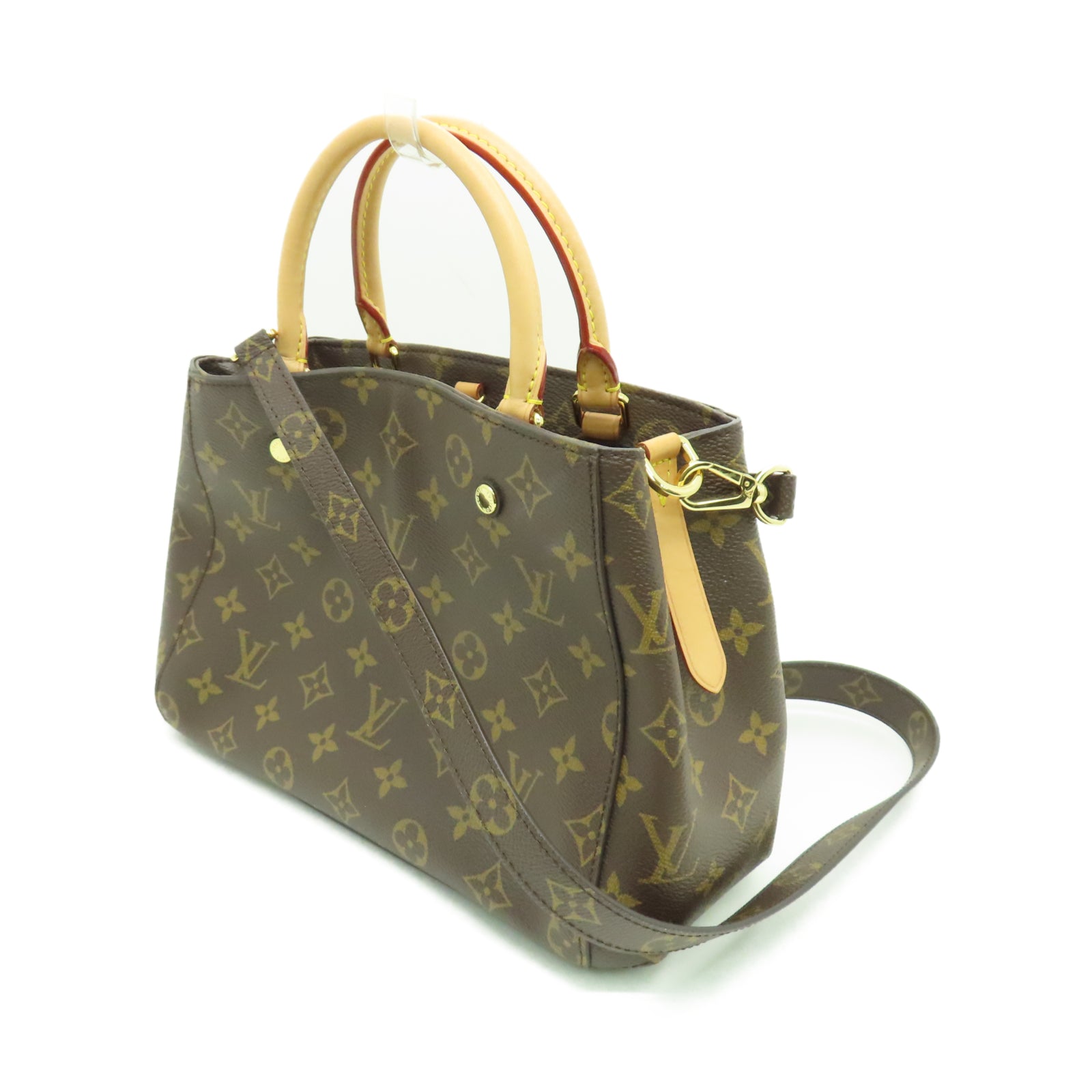 LOUIS VUITTON Monogram Montaigne BB金扣手挽袋棕色