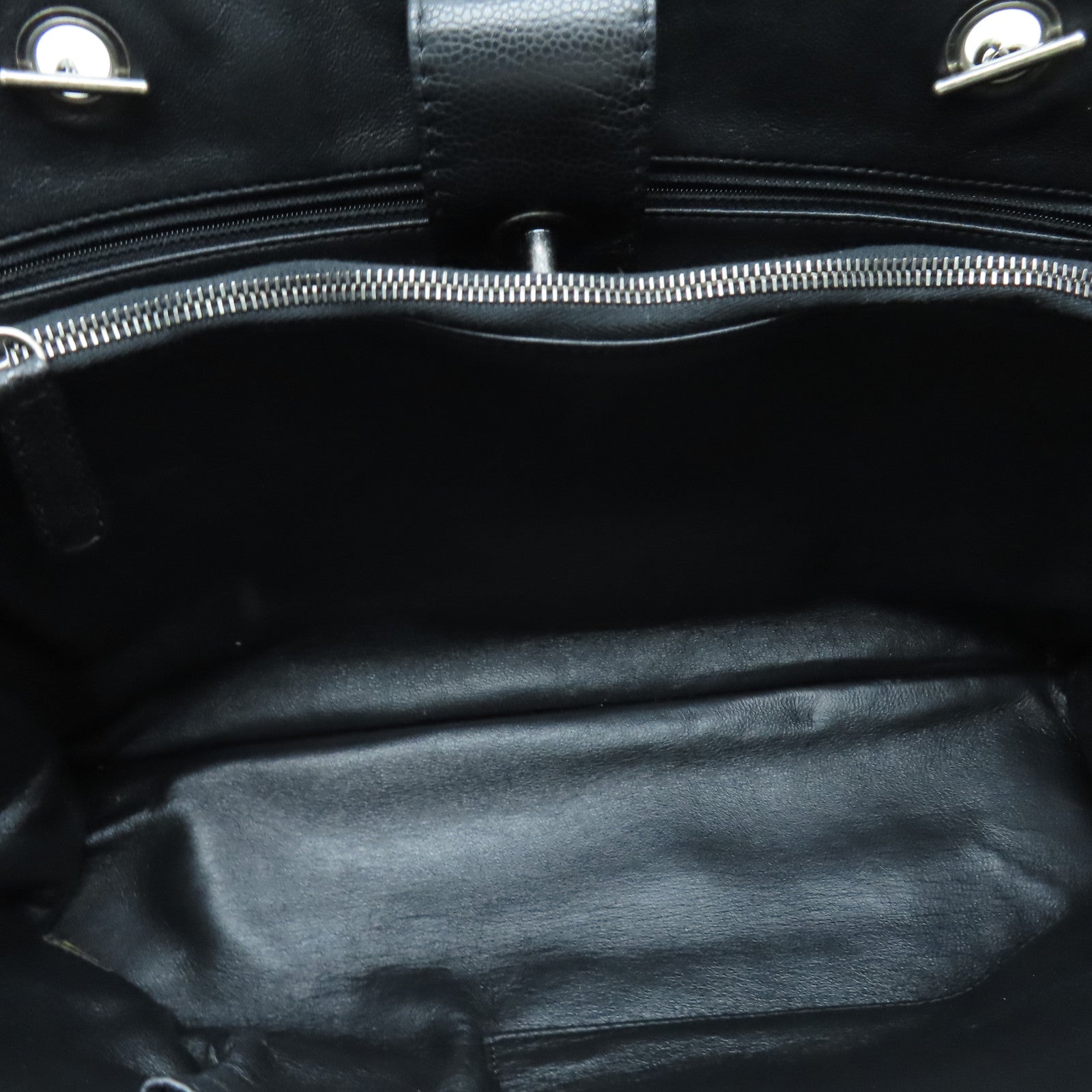 CHANEL 【激減優惠】菱格Caviar皮革Tote Bag銀扣手挽袋黑色