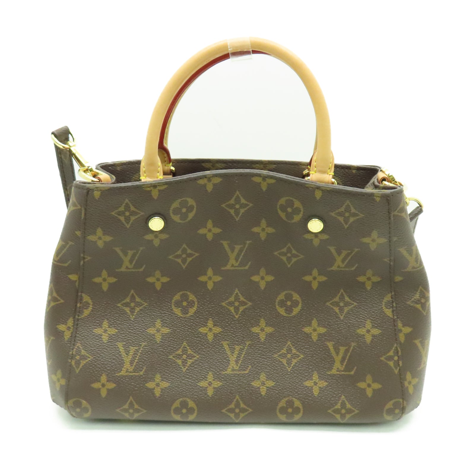 LOUIS VUITTON Monogram Montaigne BB金扣手挽袋棕色