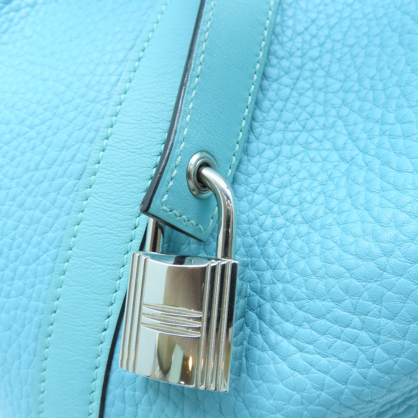 HERMES Taurillon Clemence皮革Picotin GM銀扣手挽袋馬龍藍色