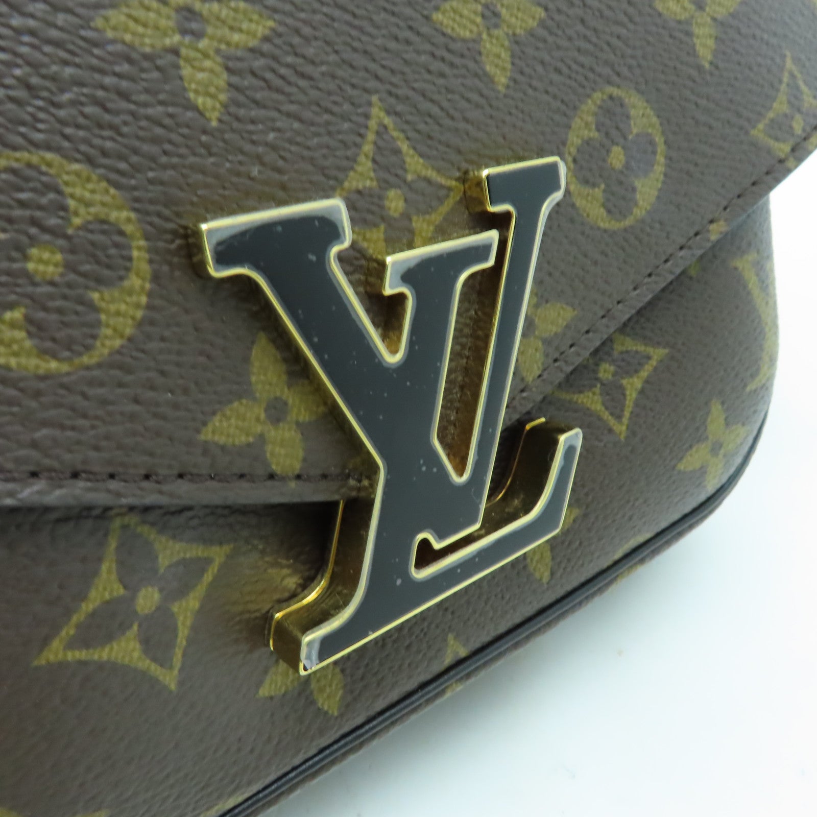 LOUIS VUITTON Monogram Passy金扣鏈帶肩背袋啡色