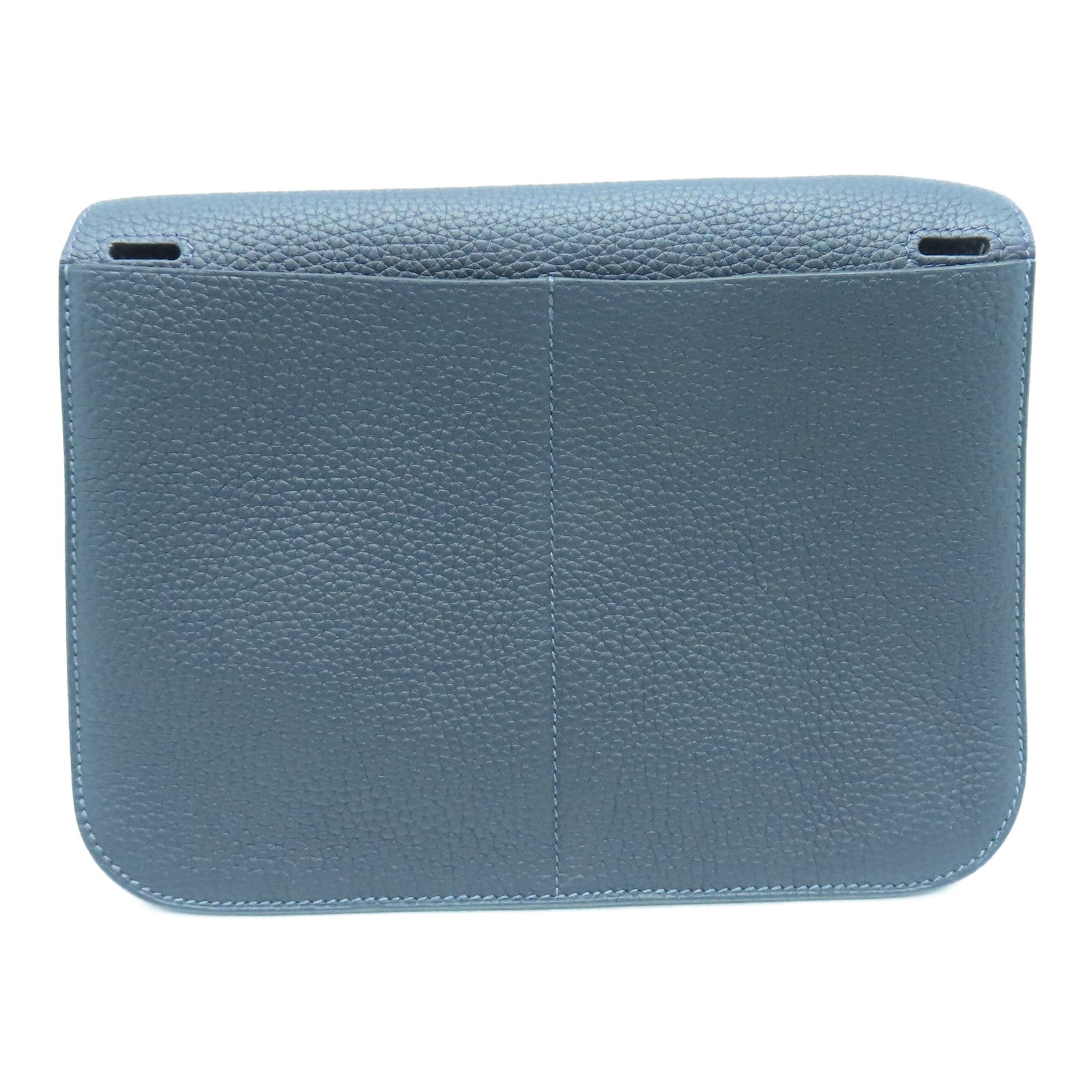 HERMES Clemence Leather Halzan 25 Gold Buckle Handle Shoulder Bag Blue