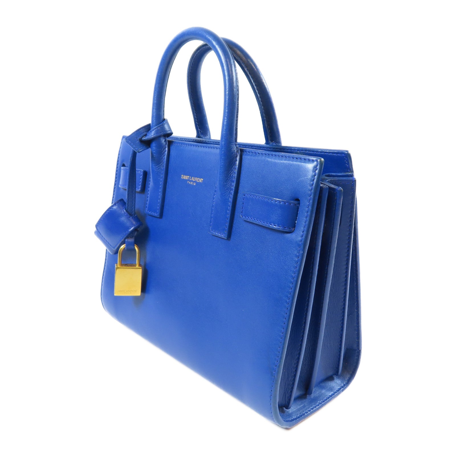 YVES SAINT LAURENT 牛皮皮革2 Way Shoulder Bag金扣手挽肩背兩用袋藍色
