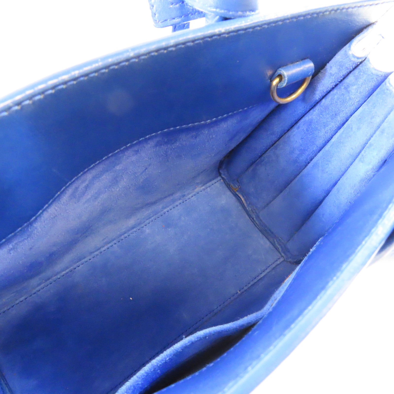 YVES SAINT LAURENT 牛皮皮革2 Way Shoulder Bag金扣手挽肩背兩用袋藍色