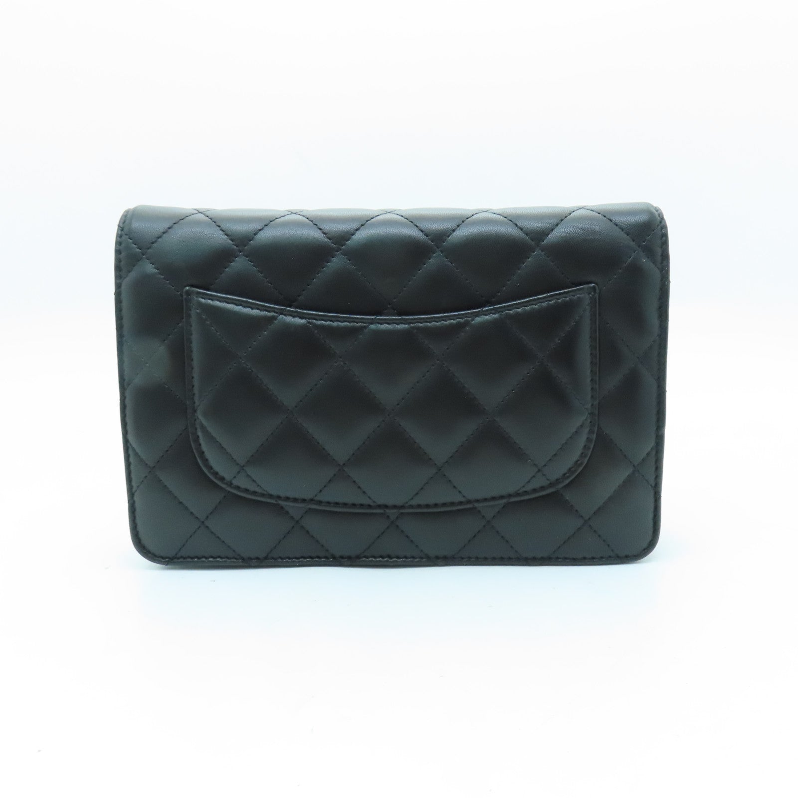 CHANEL 菱格羊皮皮革Shoulder Bag銀扣肩背袋黑色