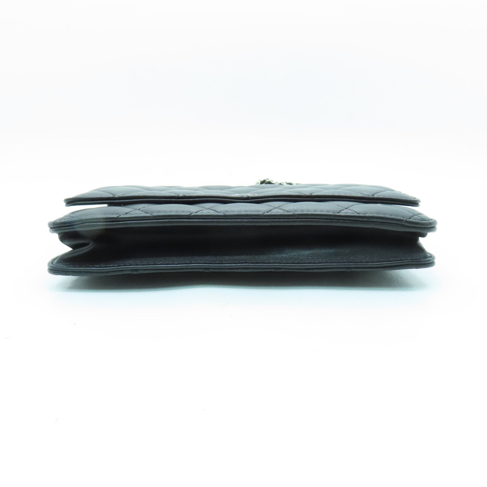 CHANEL 菱格羊皮皮革Shoulder Bag銀扣肩背袋黑色