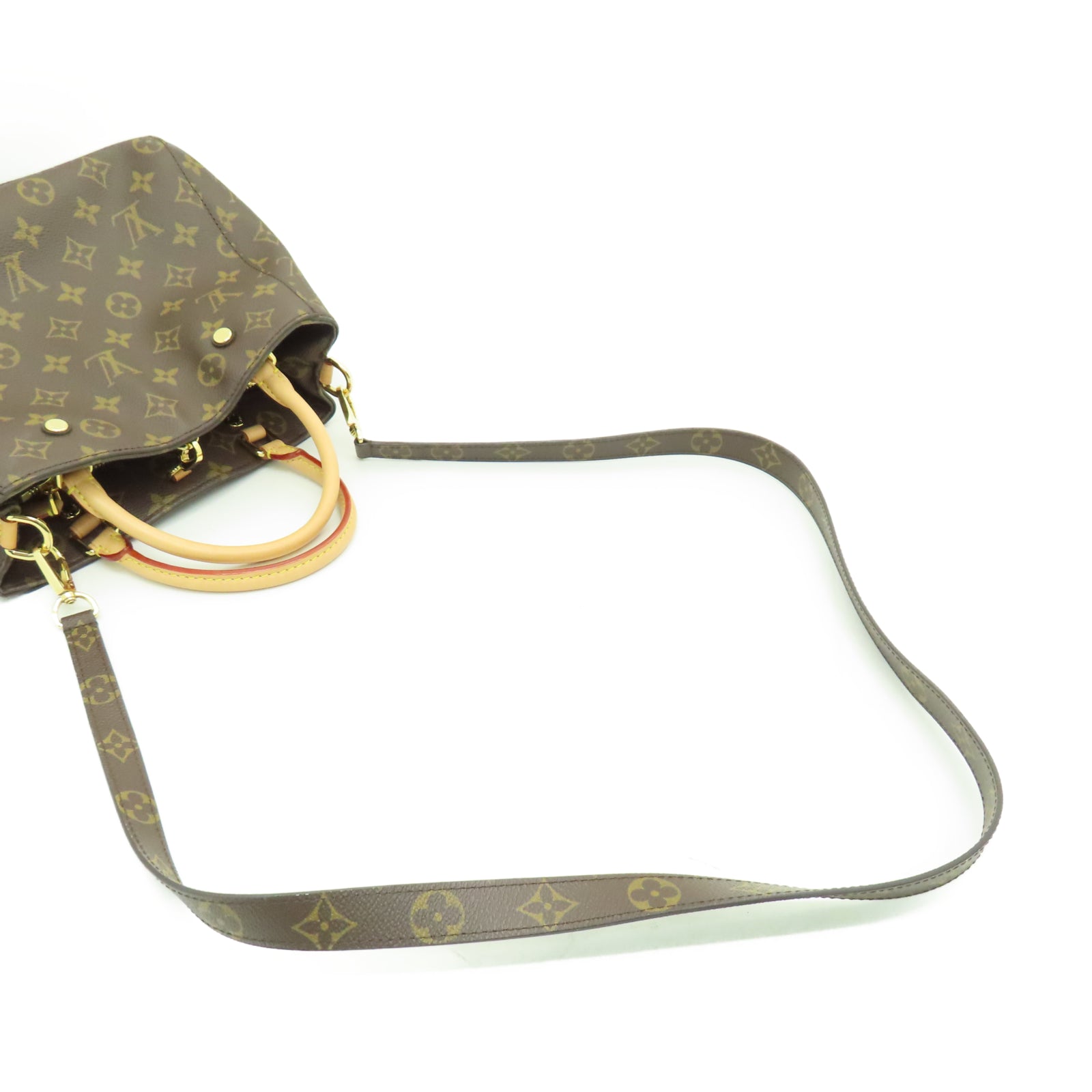 LOUIS VUITTON Monogram Montaigne BB金扣手挽袋棕色