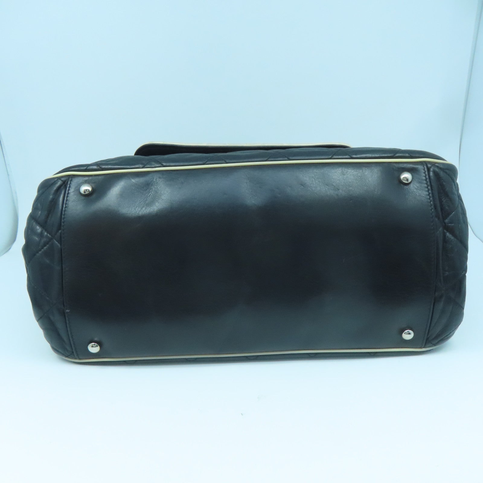 CHANEL 菱格羊皮皮革Chain Shoulder Bag銀扣鏈帶肩背袋黑色