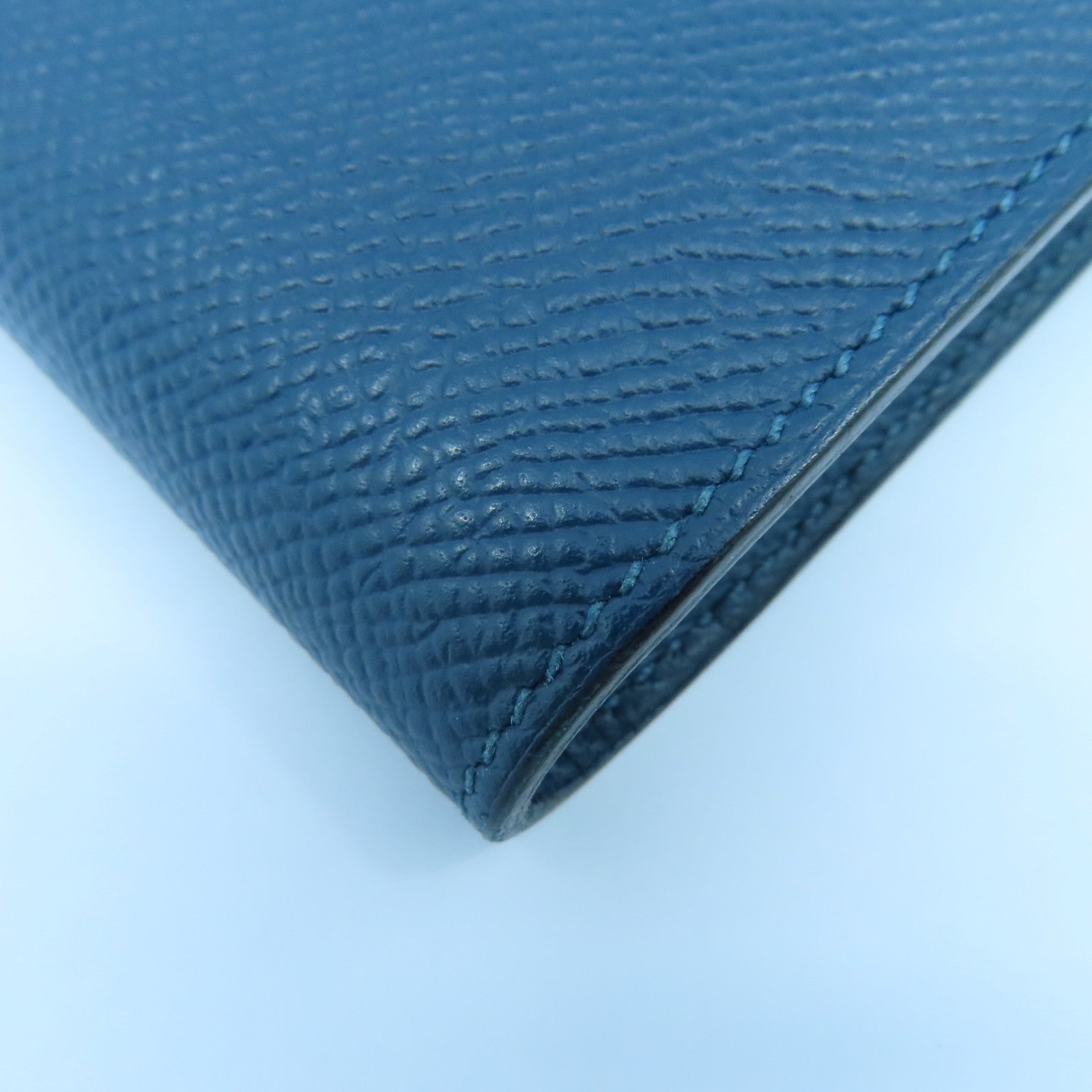 HERMES Epsom皮革Kelly Wallet银扣长钱包Colvert蓝色