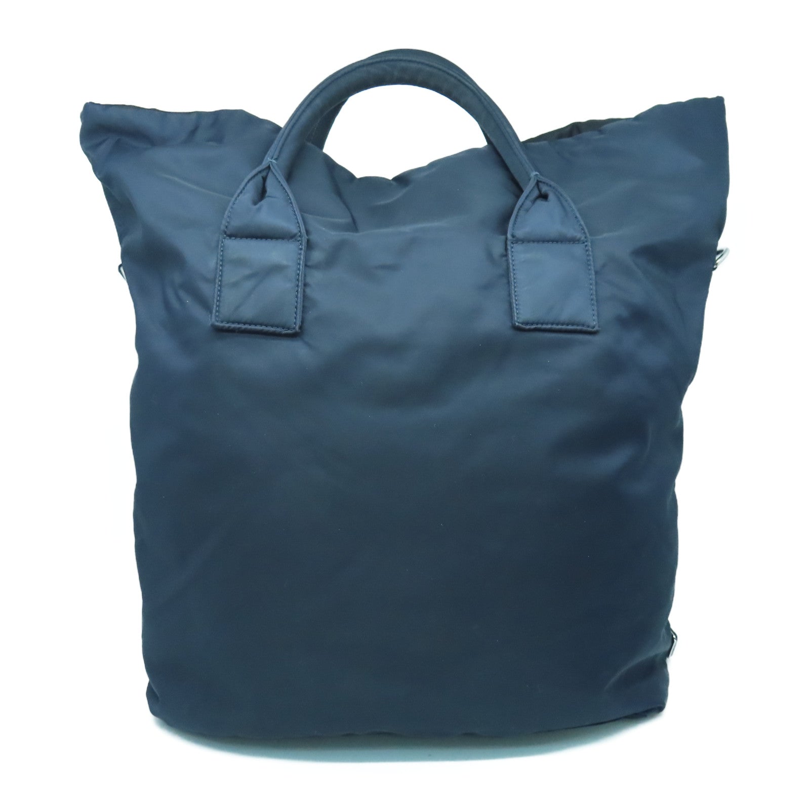 PRADA 尼龍2way Shoulder Bag銀扣手挽肩背兩用袋深藍色