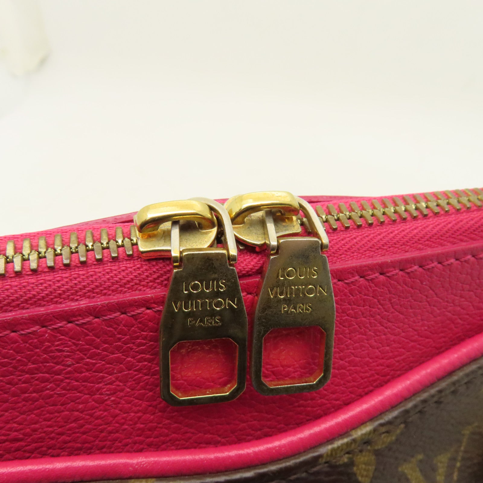 LOUIS VUITTON Monogram Pallas MM金扣手挽肩背兩用袋粉紅色/棕色