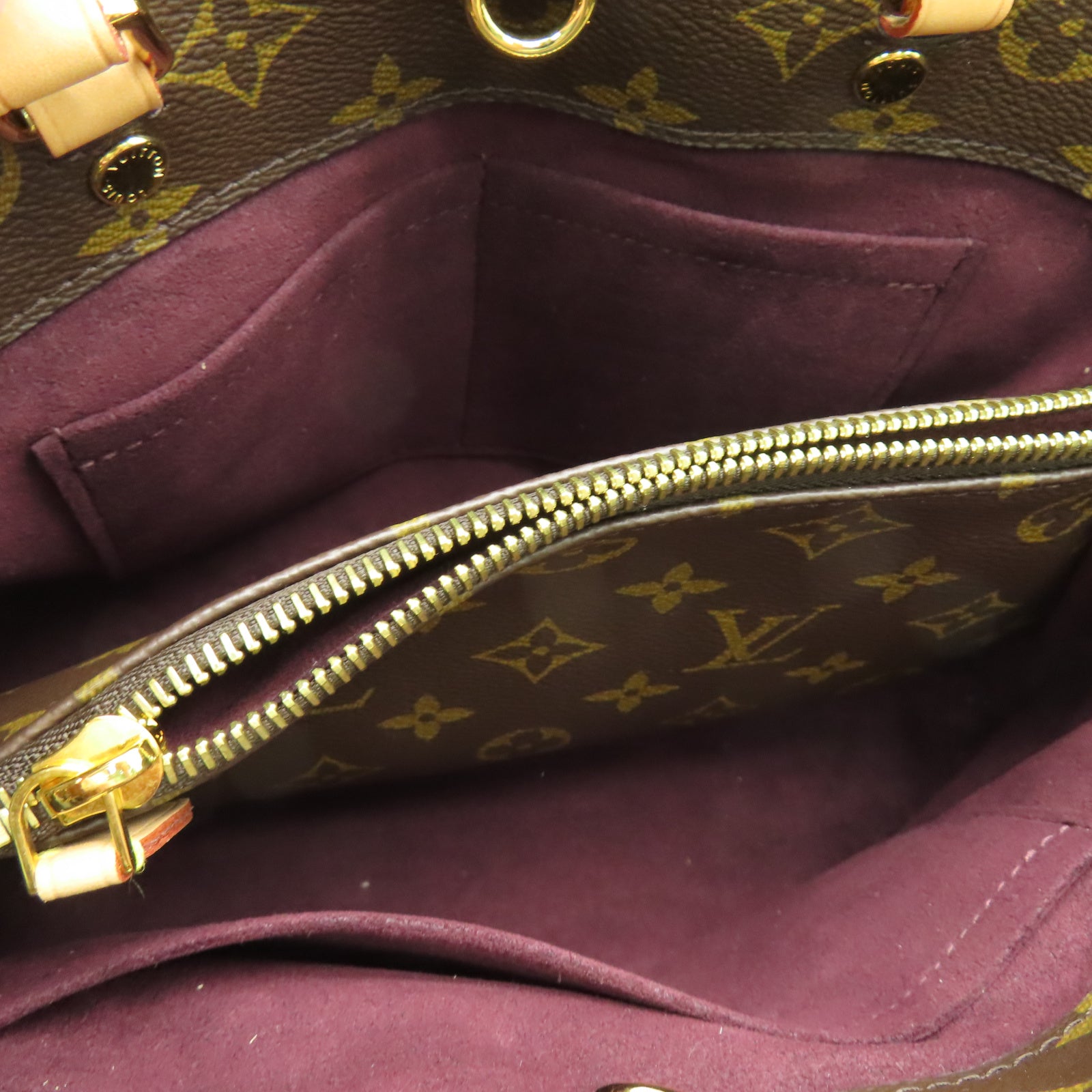 LOUIS VUITTON Monogram Montaigne BB金扣手挽袋棕色