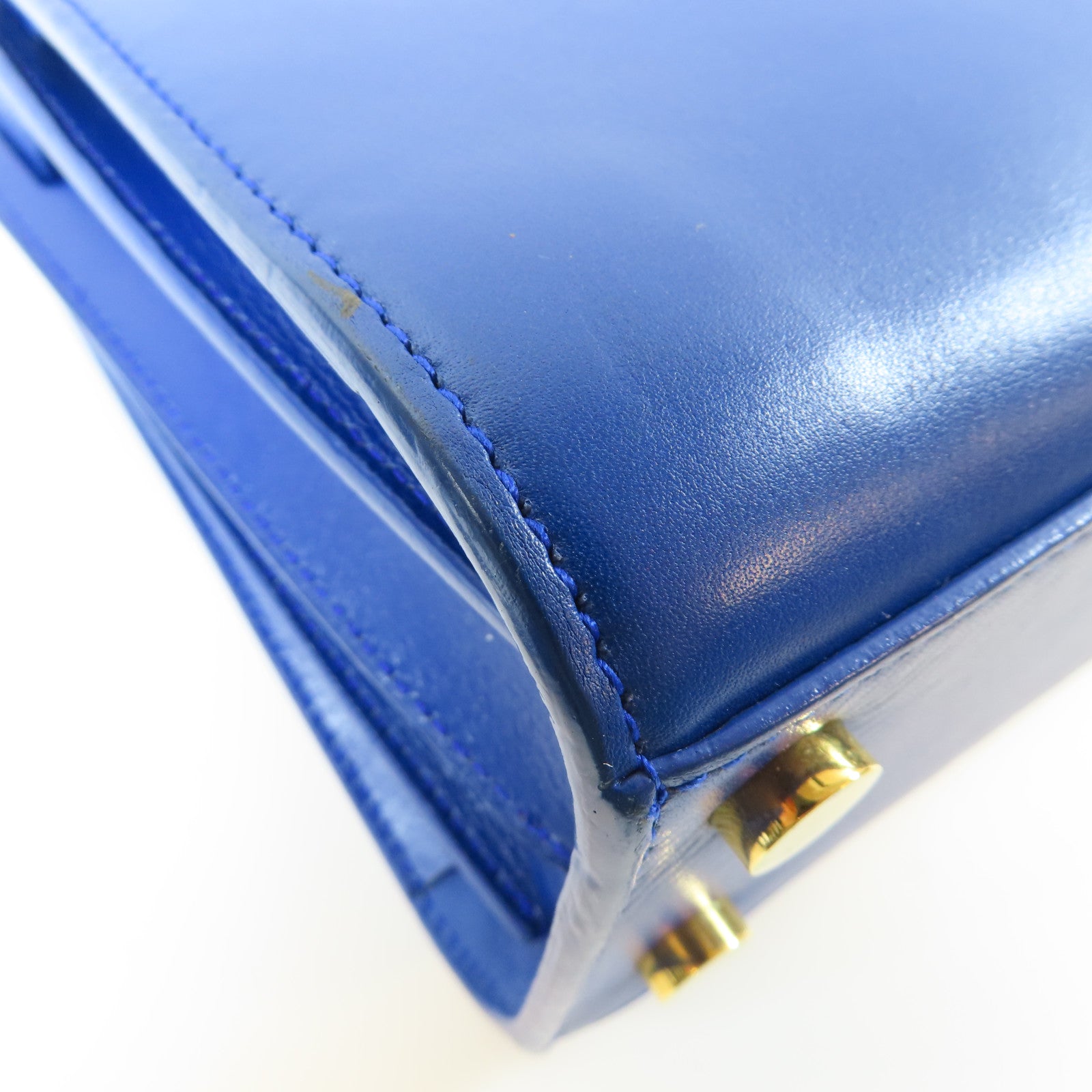YVES SAINT LAURENT 牛皮皮革2 Way Shoulder Bag金扣手挽肩背兩用袋藍色