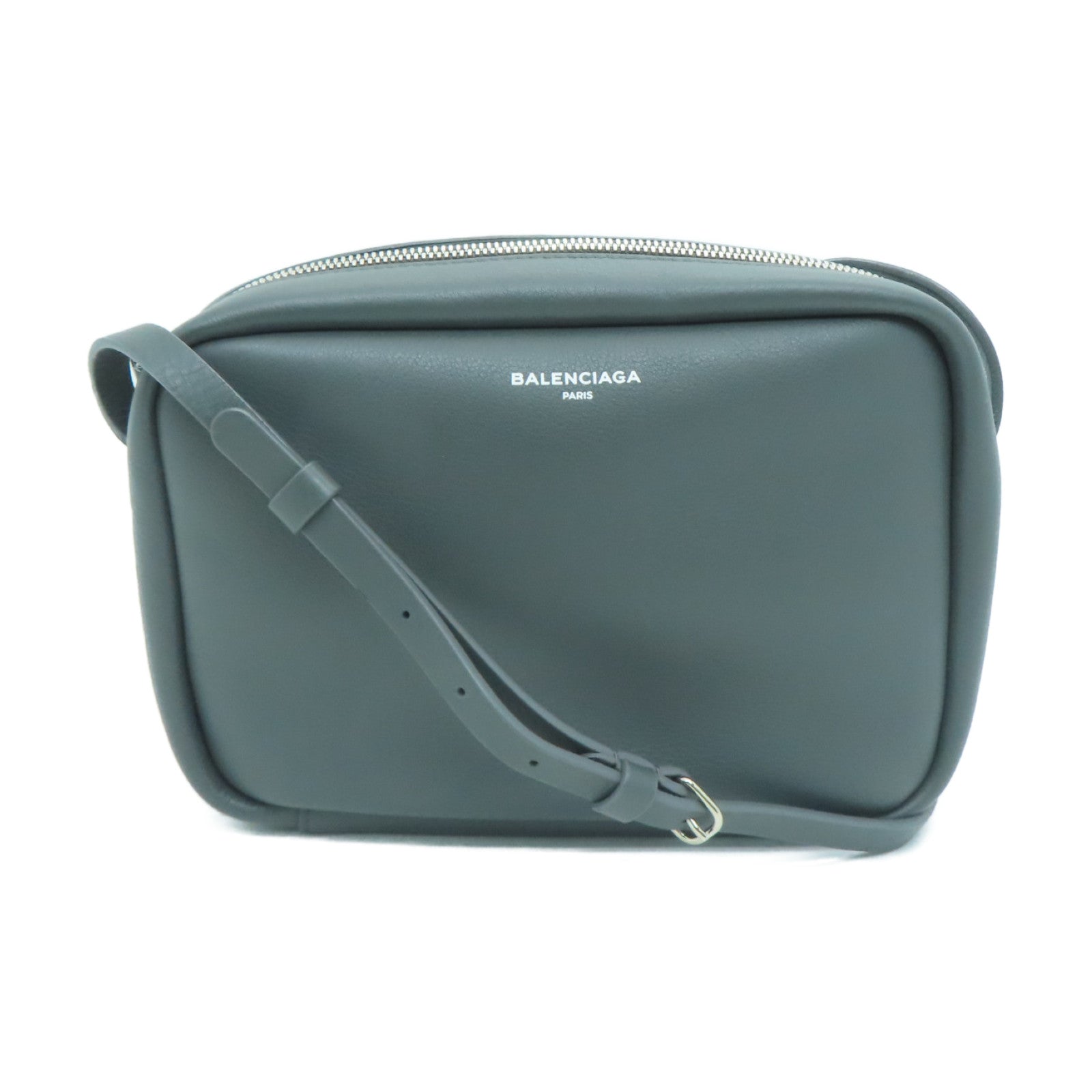 BALENCIAGA 牛皮皮革Everyday Camera Bag銀扣肩背袋灰色
