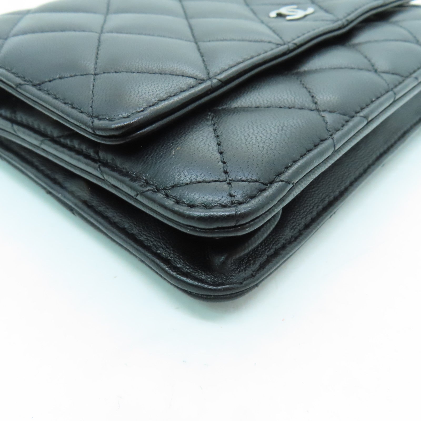 CHANEL 菱格羊皮皮革Shoulder Bag銀扣肩背袋黑色