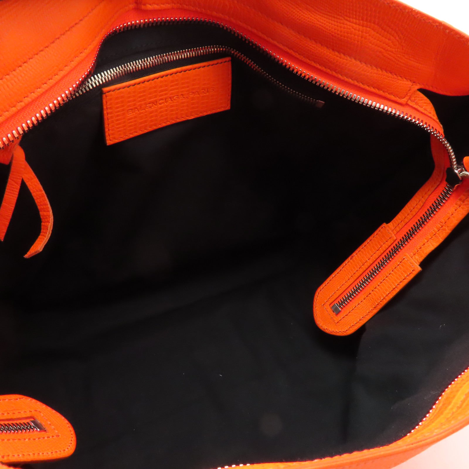 BALENCIAGA 牛皮皮革The City銀扣手挽肩背兩用袋橙色