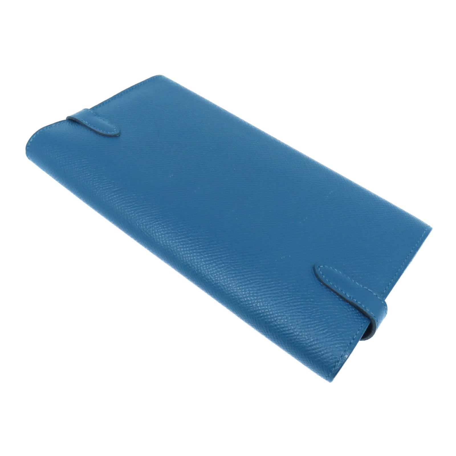 HERMES Epsom皮革Kelly Wallet银扣长钱包Colvert蓝色