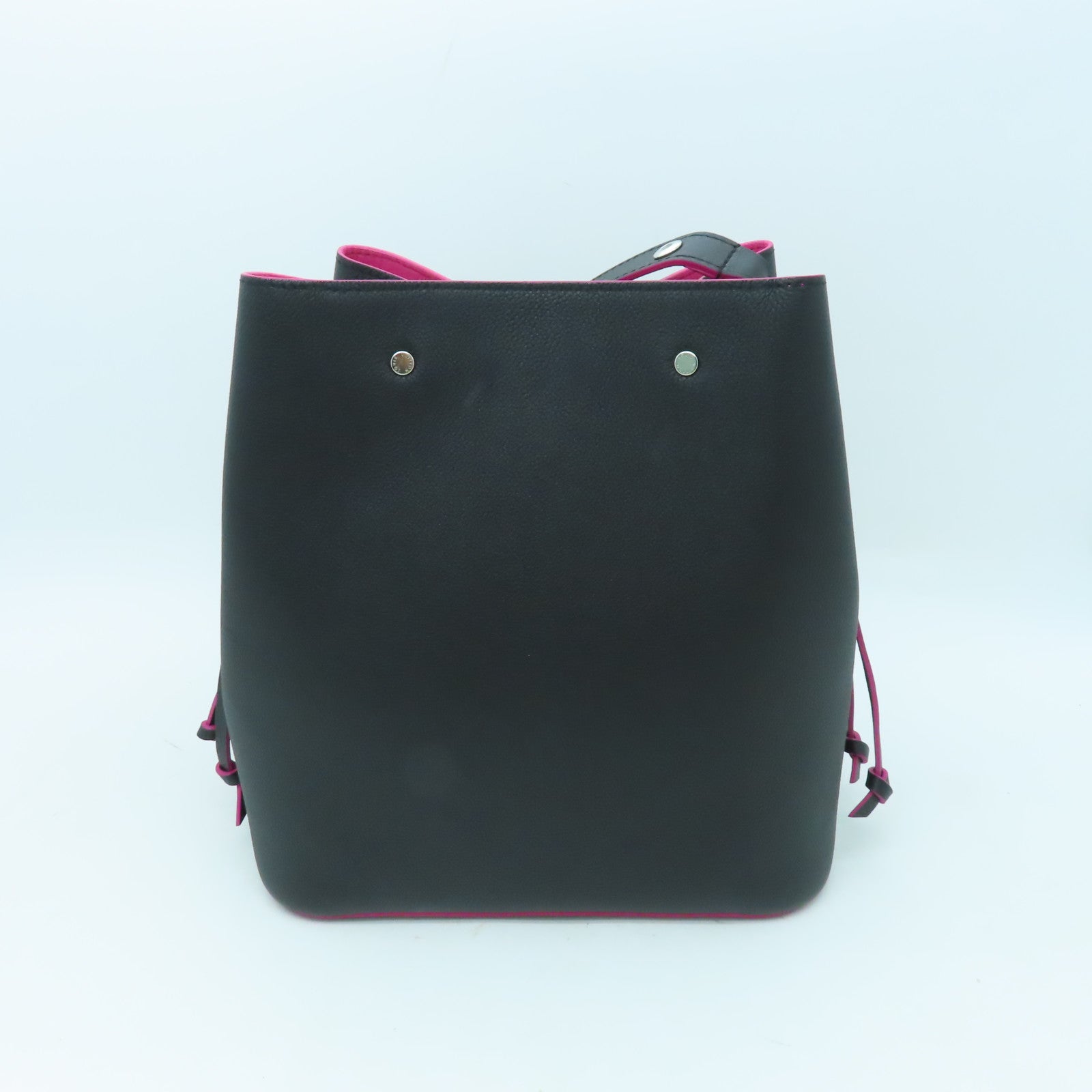 LOUIS VUITTON 牛皮皮革Lockme Bucket銀扣肩背袋黑色/粉紅色