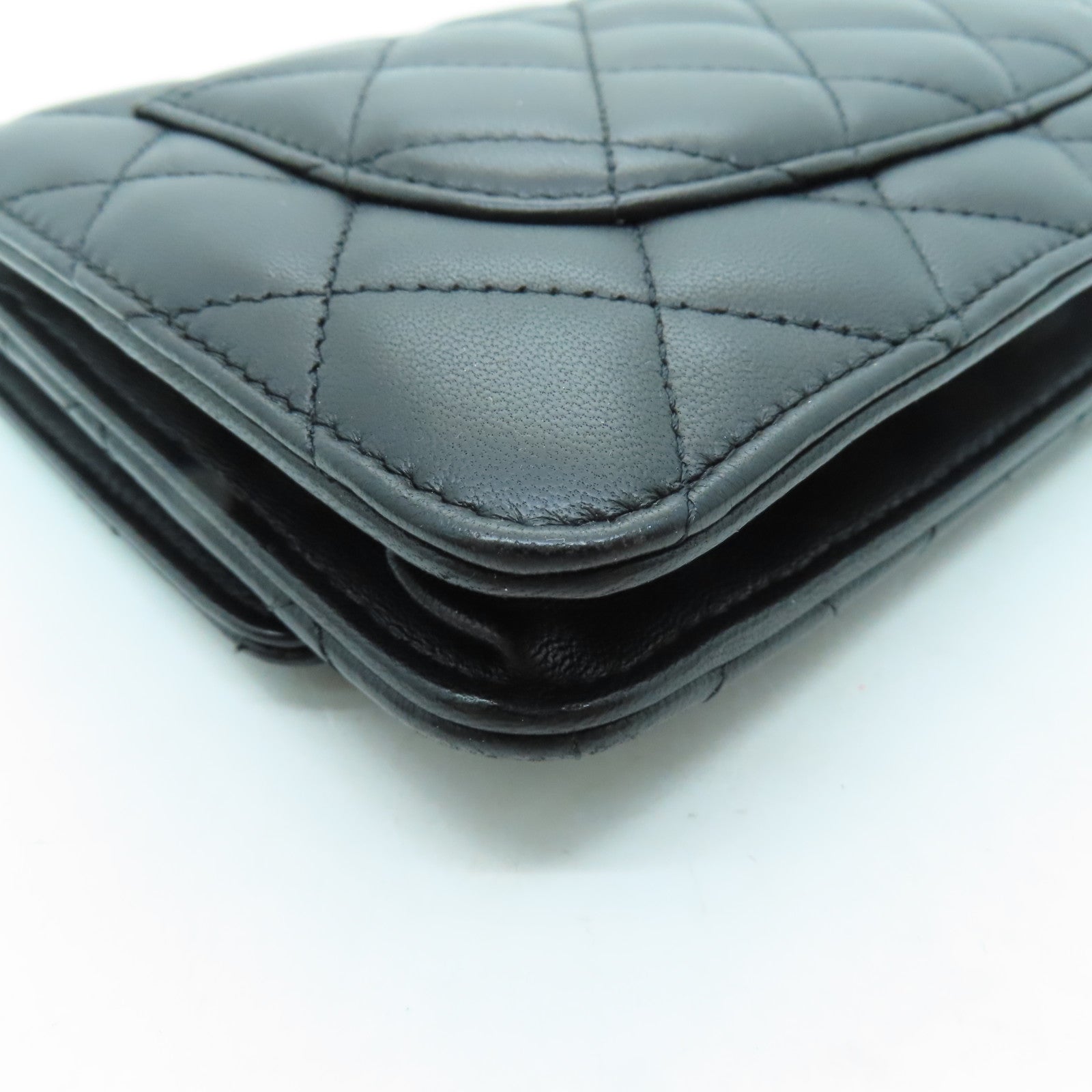 CHANEL 菱格羊皮皮革Shoulder Bag銀扣肩背袋黑色