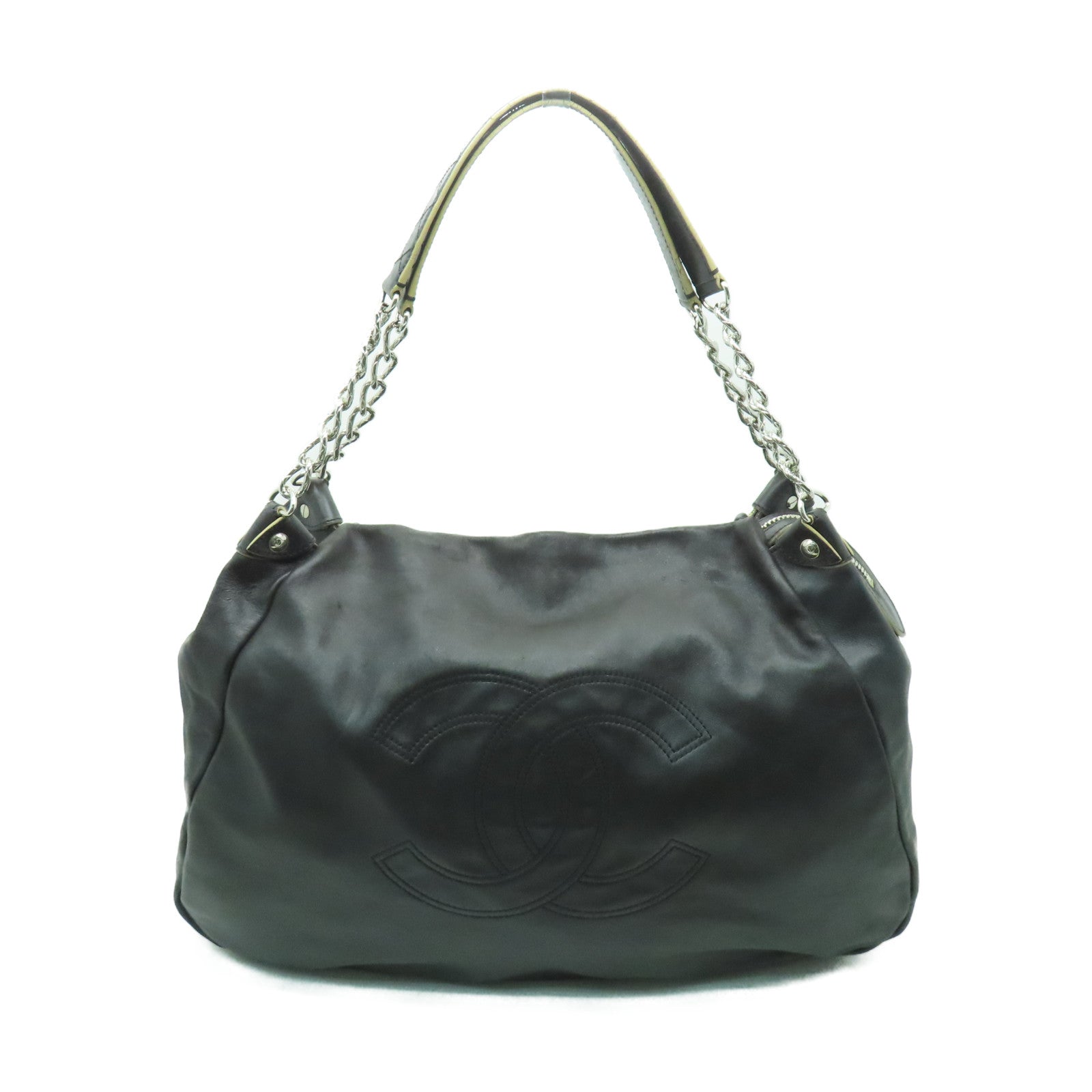 CHANEL 【激減優惠】羊皮皮革Shoulder Bag銀扣肩背袋黑色