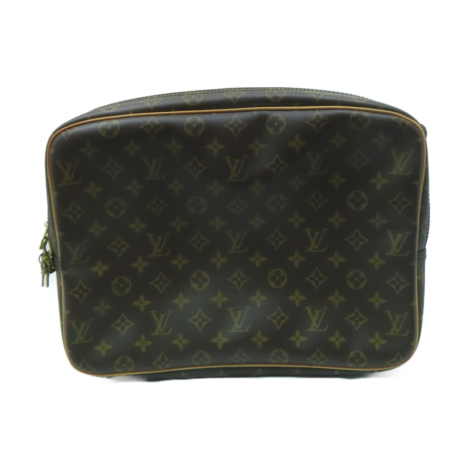 LOUIS VUITTON Monogram Reporter GM金扣肩背袋啡色