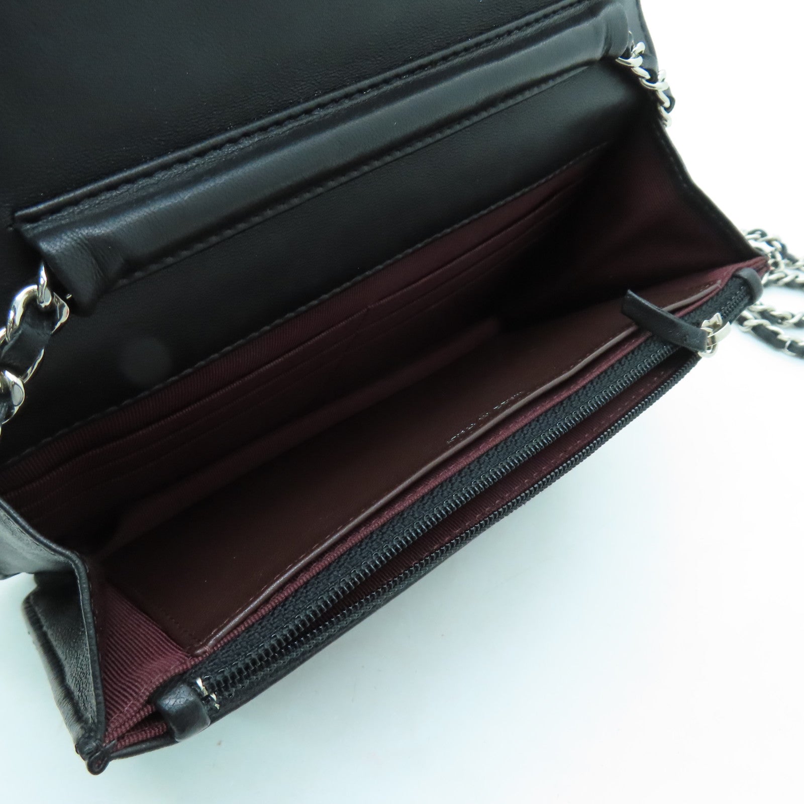 CHANEL 菱格羊皮皮革Shoulder Bag銀扣肩背袋黑色