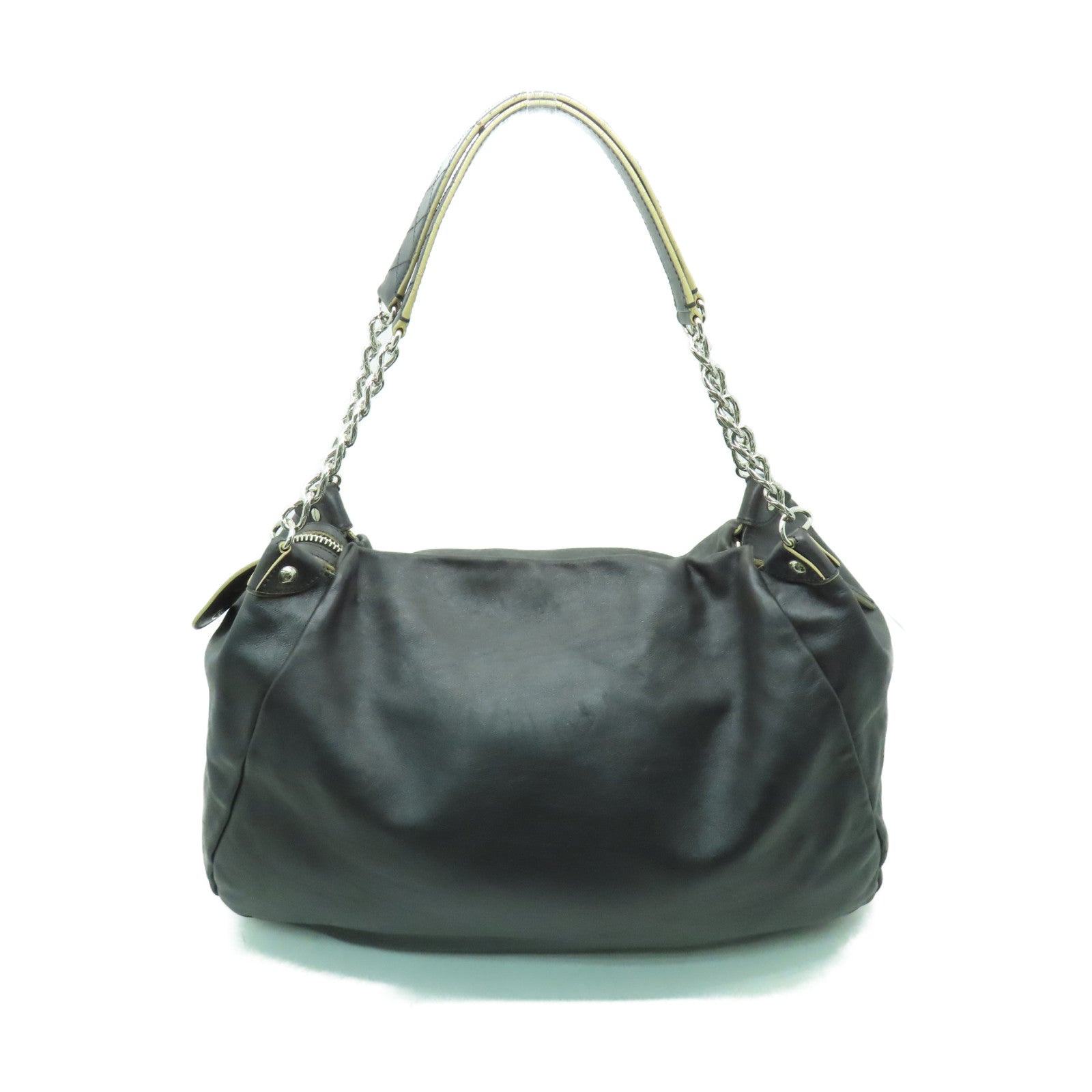 CHANEL 【激減優惠】羊皮皮革Shoulder Bag銀扣肩背袋黑色