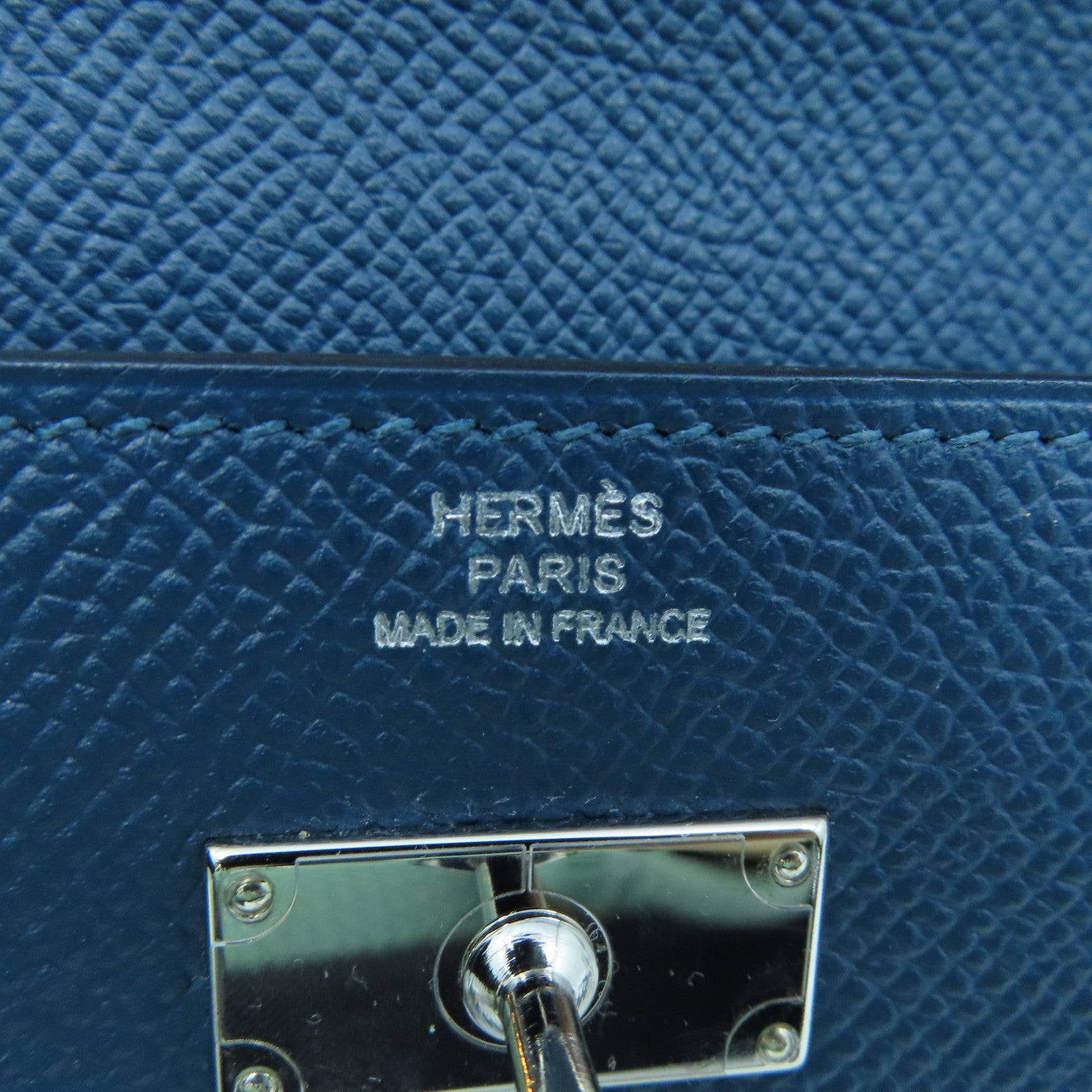 HERMES Epsom皮革Kelly Wallet银扣长钱包Colvert蓝色