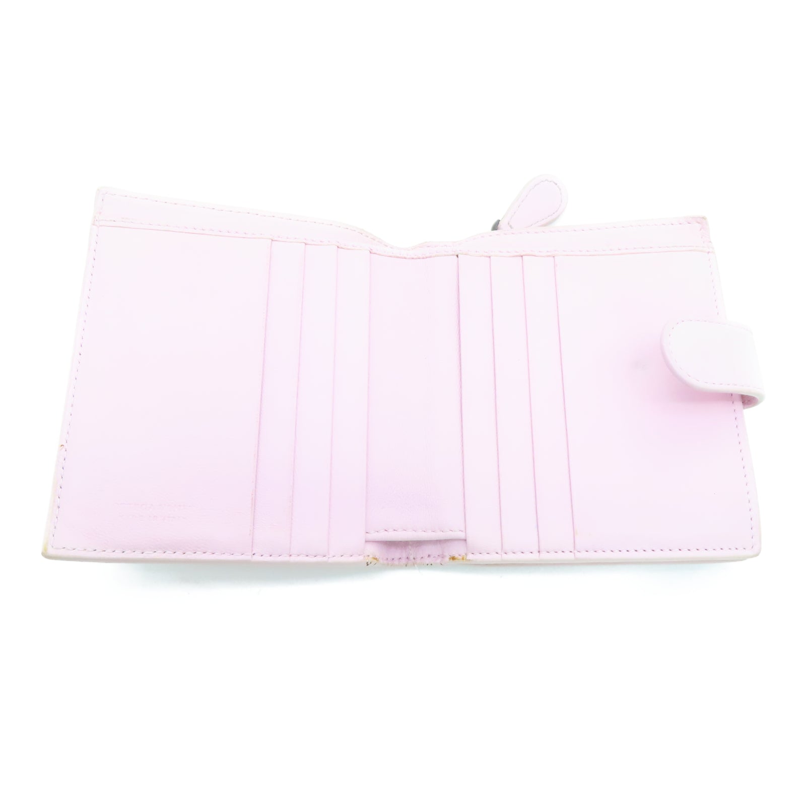 BOTTEGA VENETA Sheepskin Leather Wallet Silver Buckle Pink