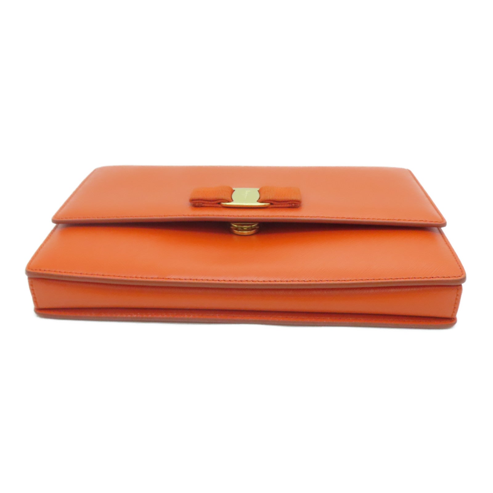 Salvatore Ferragamo 牛皮皮革Shoulder Bag金扣肩背袋橙色