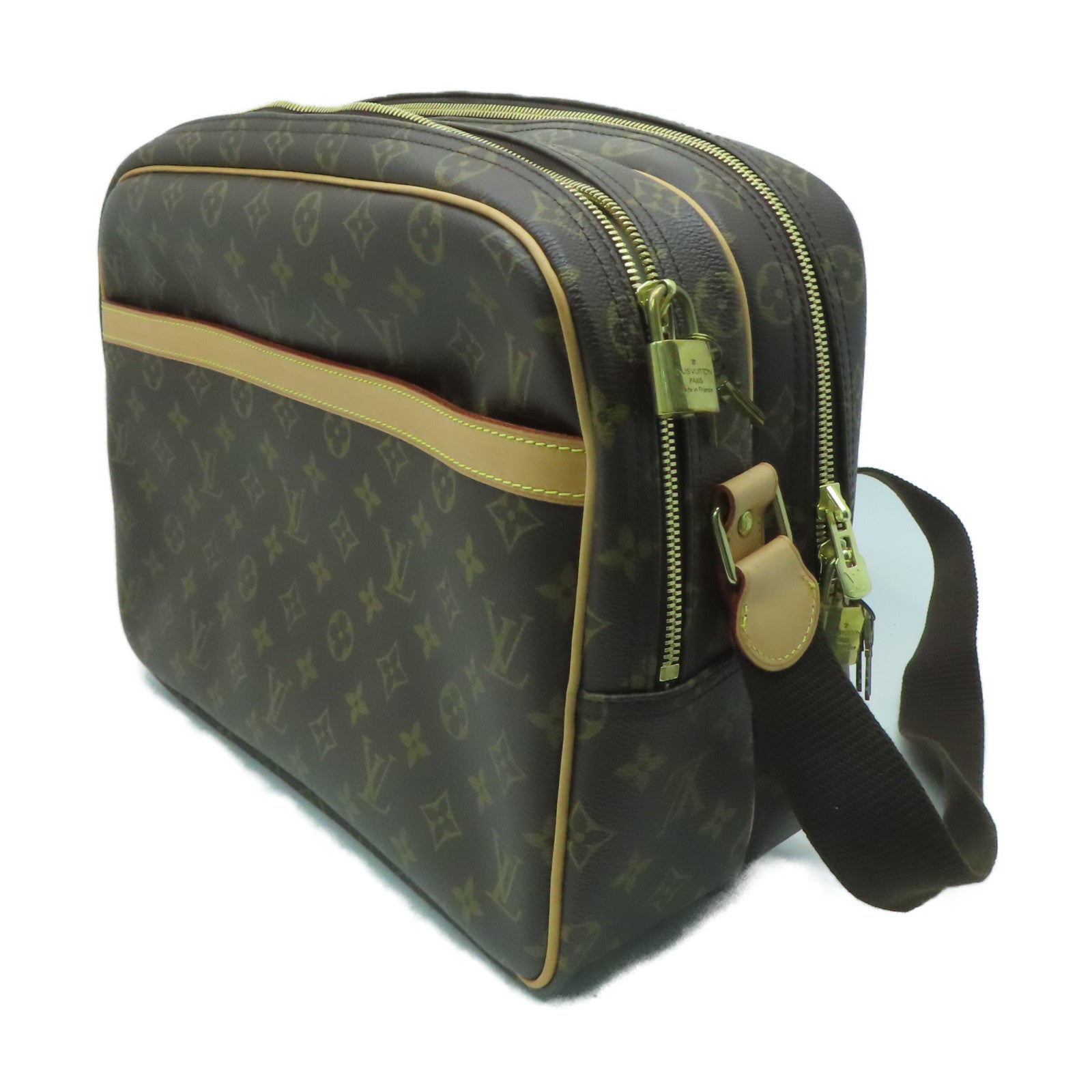 LOUIS VUITTON Monogram Reporter GM金扣肩背袋啡色