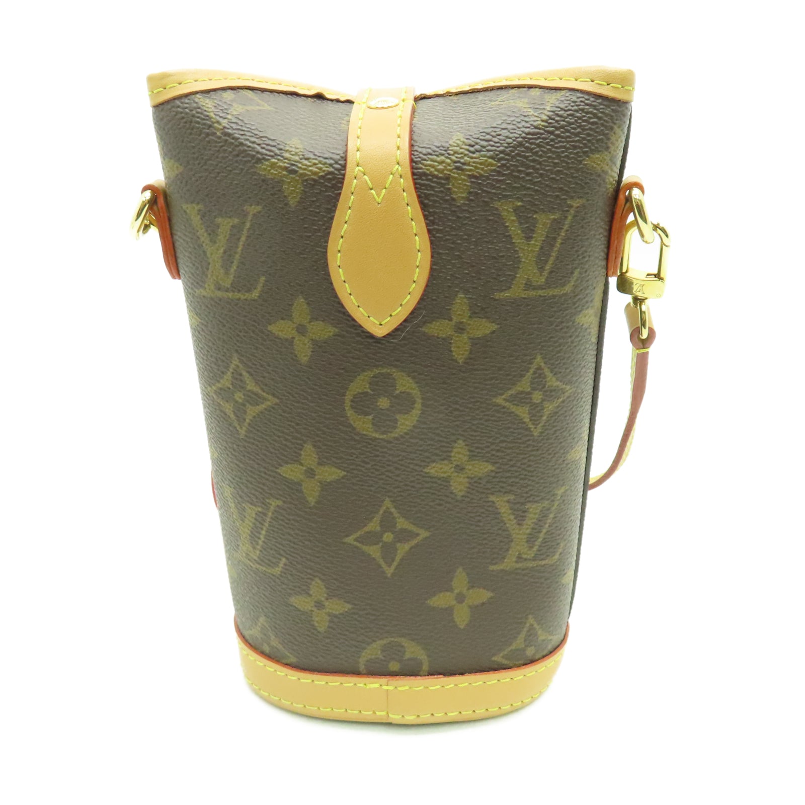 LOUIS VUITTON Monogram Fold Me Pouch Gold Buckle Shoulder Bag Brown