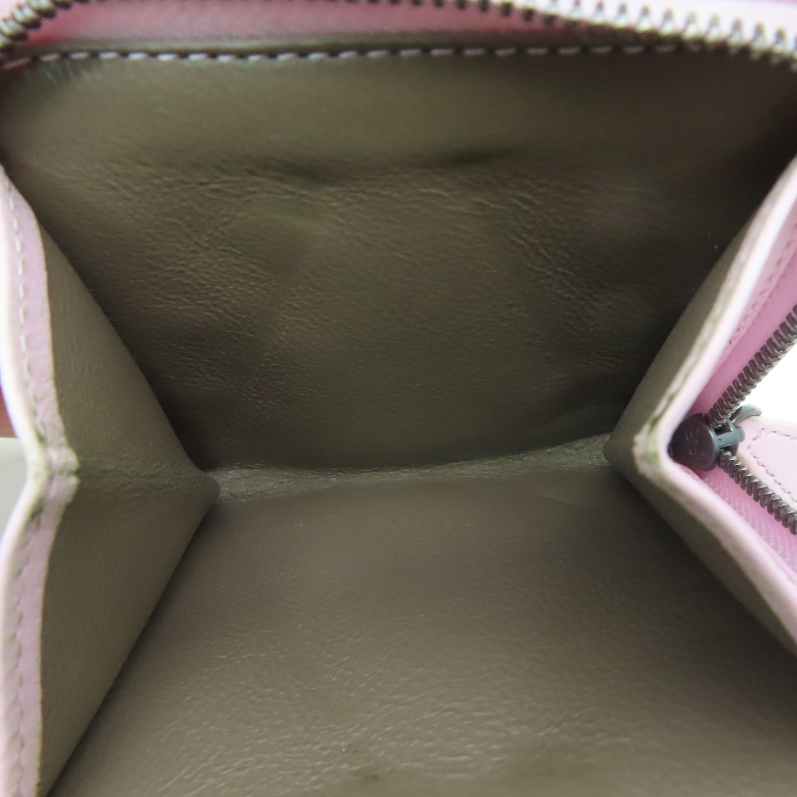 BOTTEGA VENETA Sheepskin Leather Wallet Silver Buckle Pink