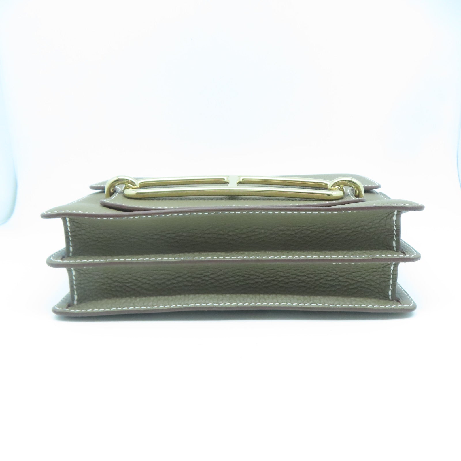 HERMES Taurillon Clemence皮革Roulis 23金扣肩背袋灰色